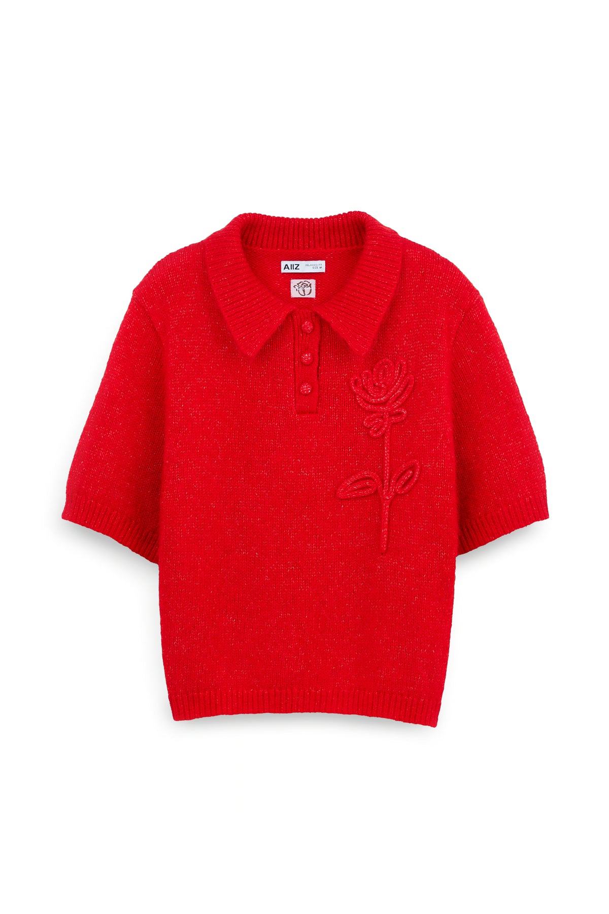 AIIZ Women's Fluffy Polo Shirt (Red / S)