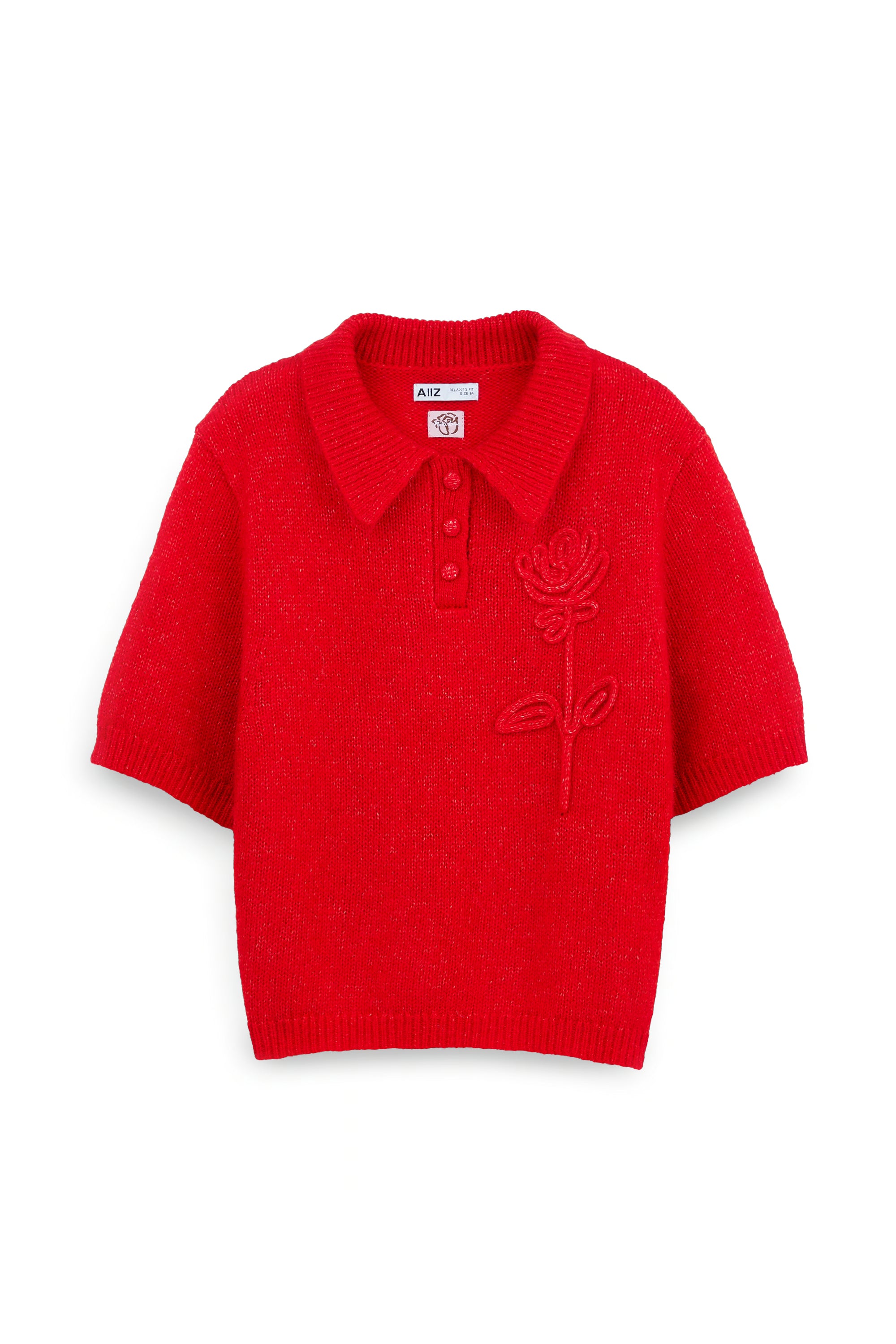AIIZ Women's Fluffy Polo Shirt (Red / S)