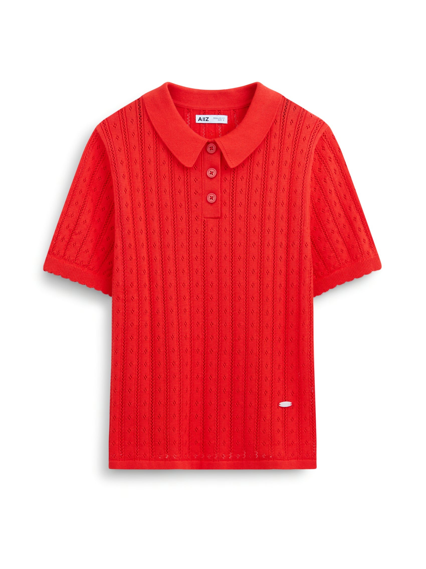 AIIZ Women’s Pointelle Knit Polo Shirt