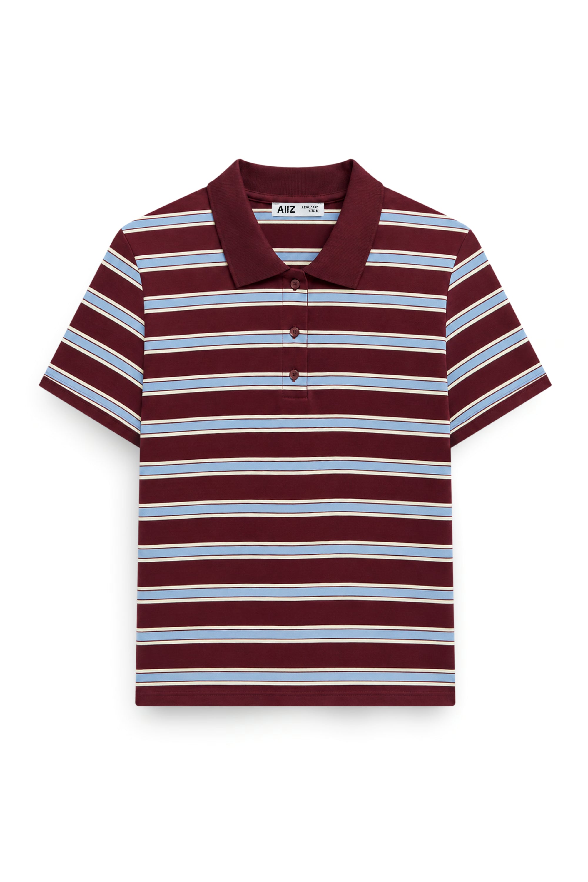 AIIZ Women's New Polo Striped Regular Fit 100% Cotton