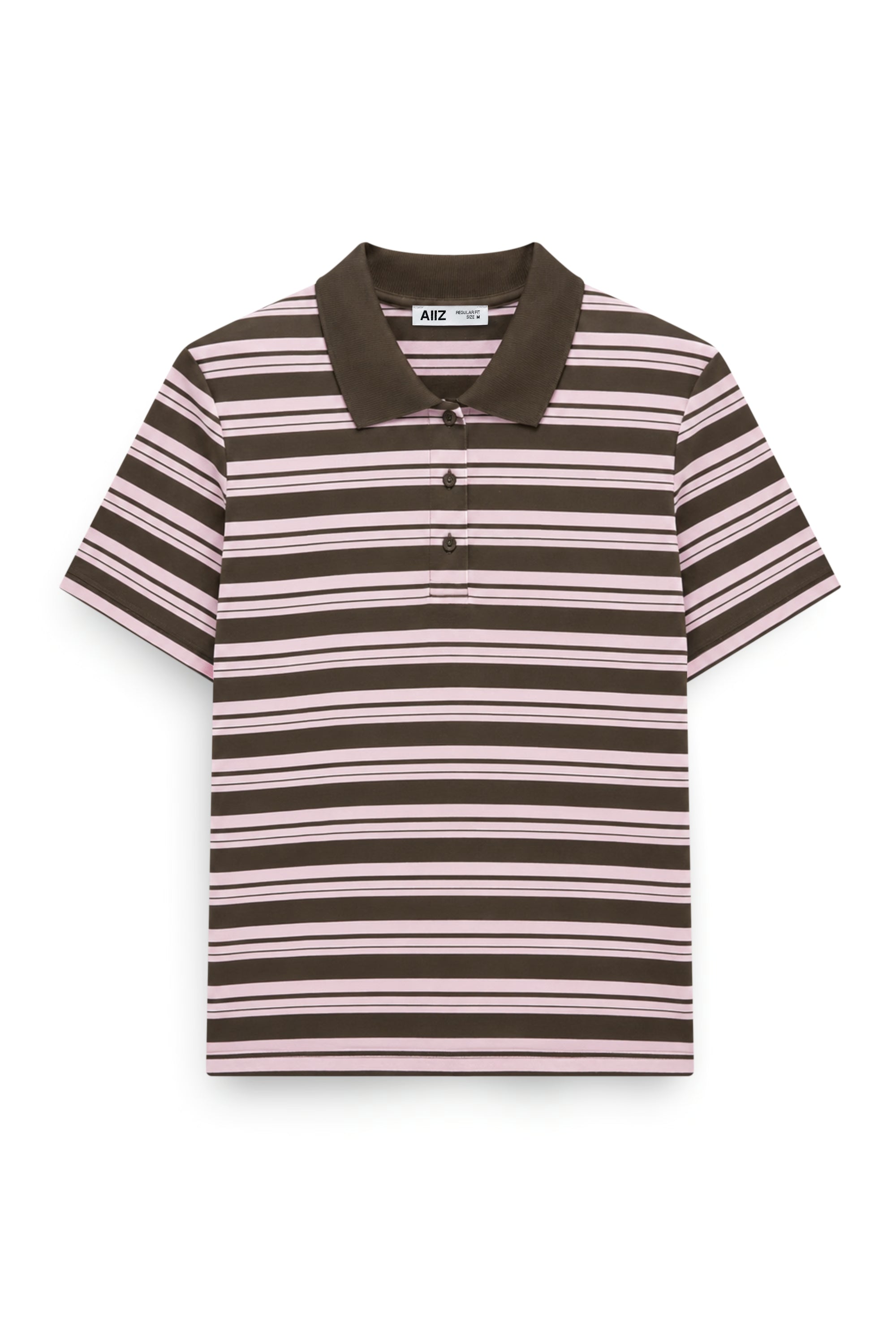 AIIZ Women's New Polo Striped Regular Fit 100% Cotton (Brown / S)