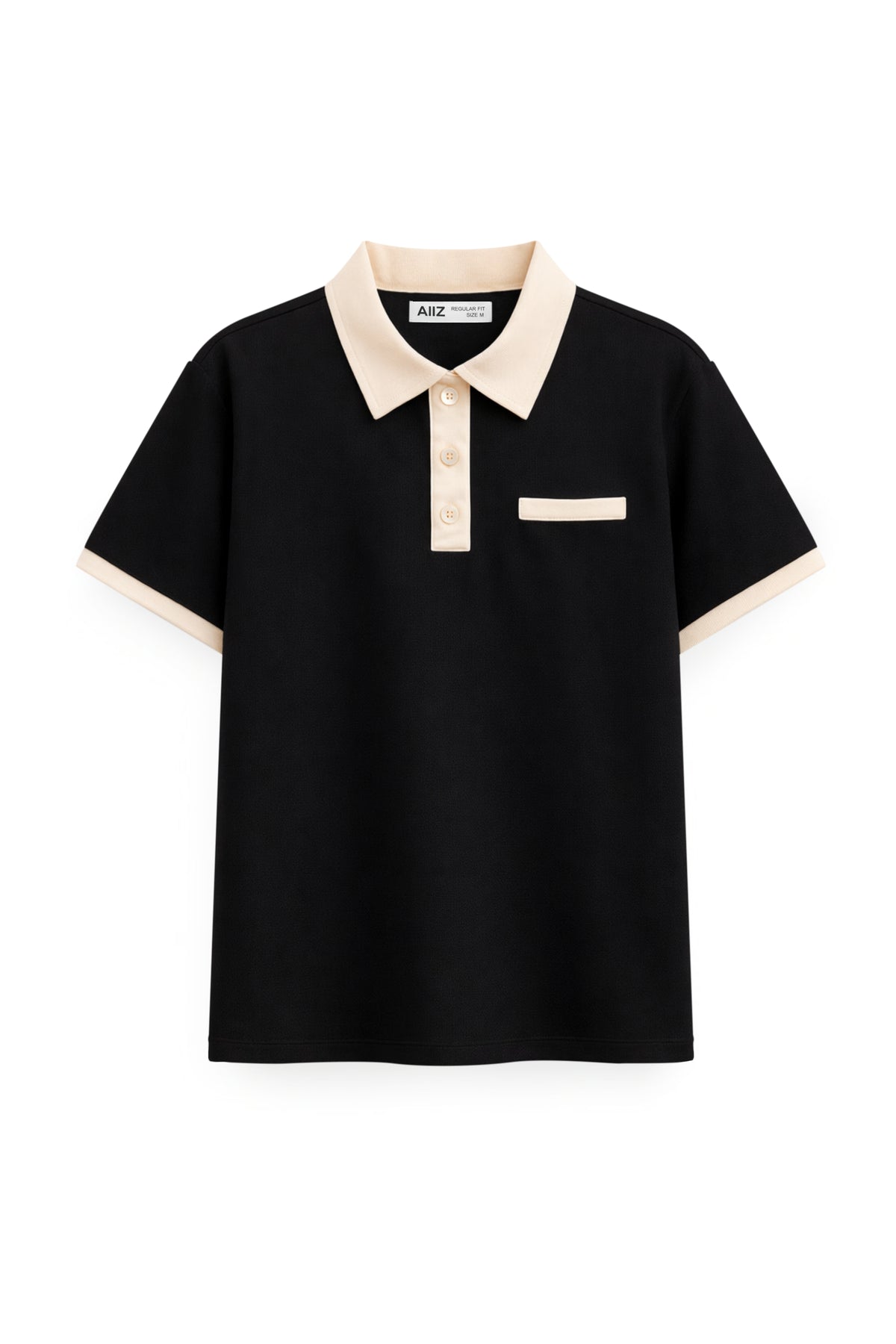 AIIZ Women’s Contrast Collar Polo Shirt (Black / S)