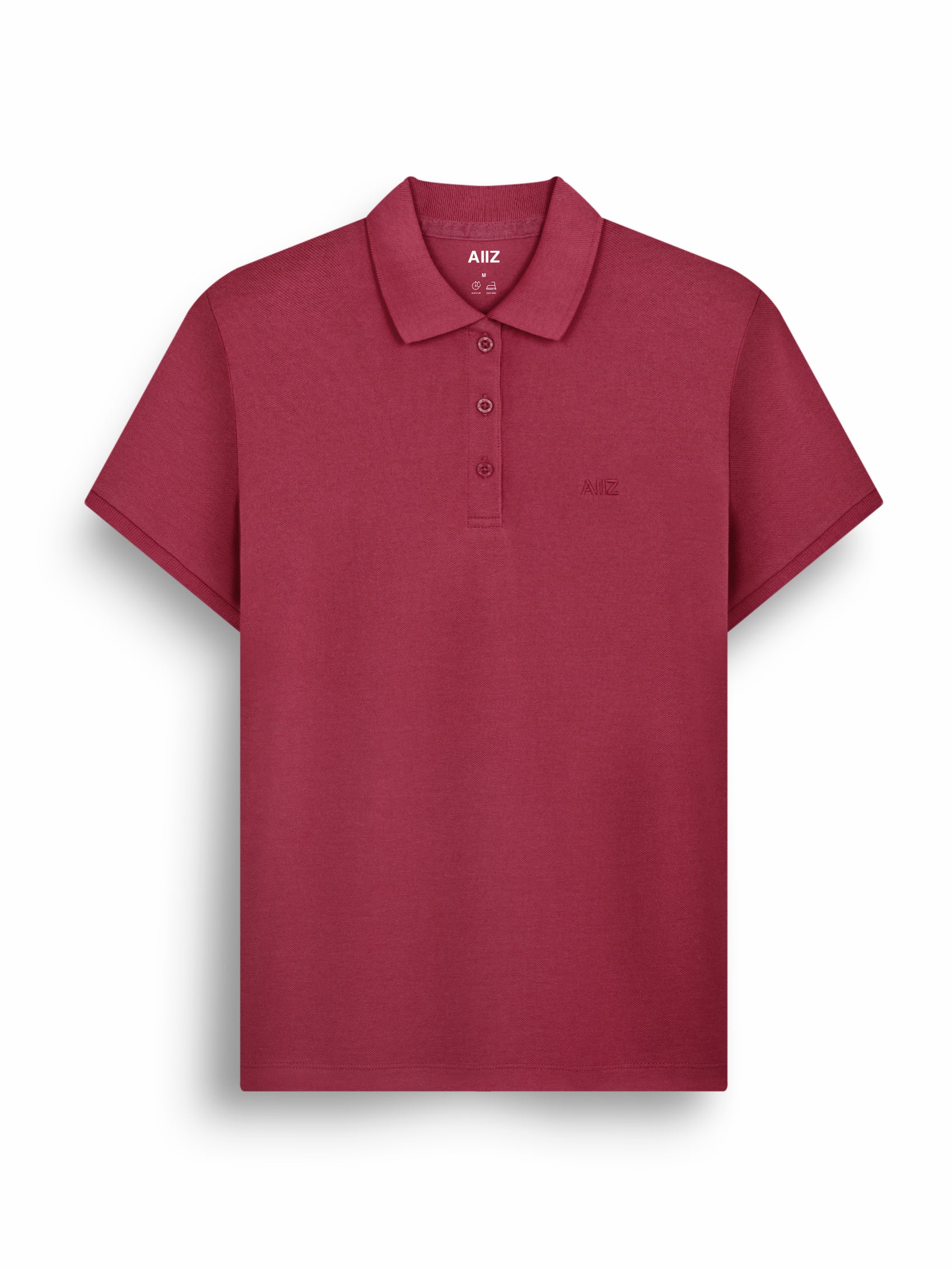 AIIZ Women’s Logo Polo Shirt Cotton Polyester (Dark Red / S)