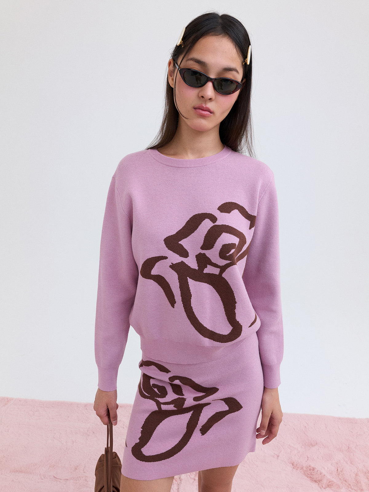AIIZ Women's Rose Sweater (Pink / L)