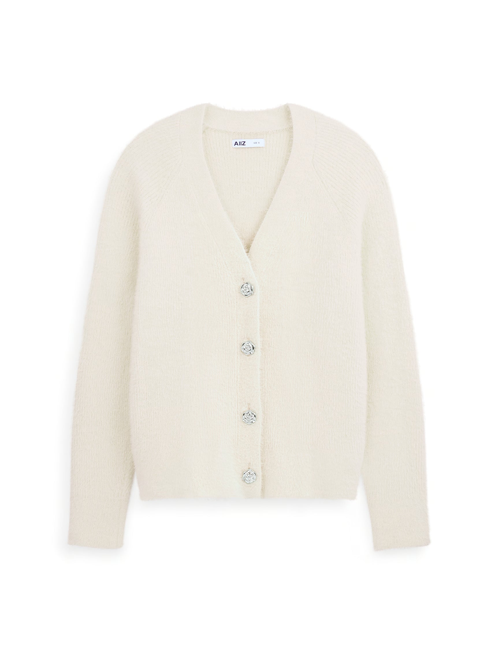 AIIZ Women's Fluffy Cardigan (Beige / S)