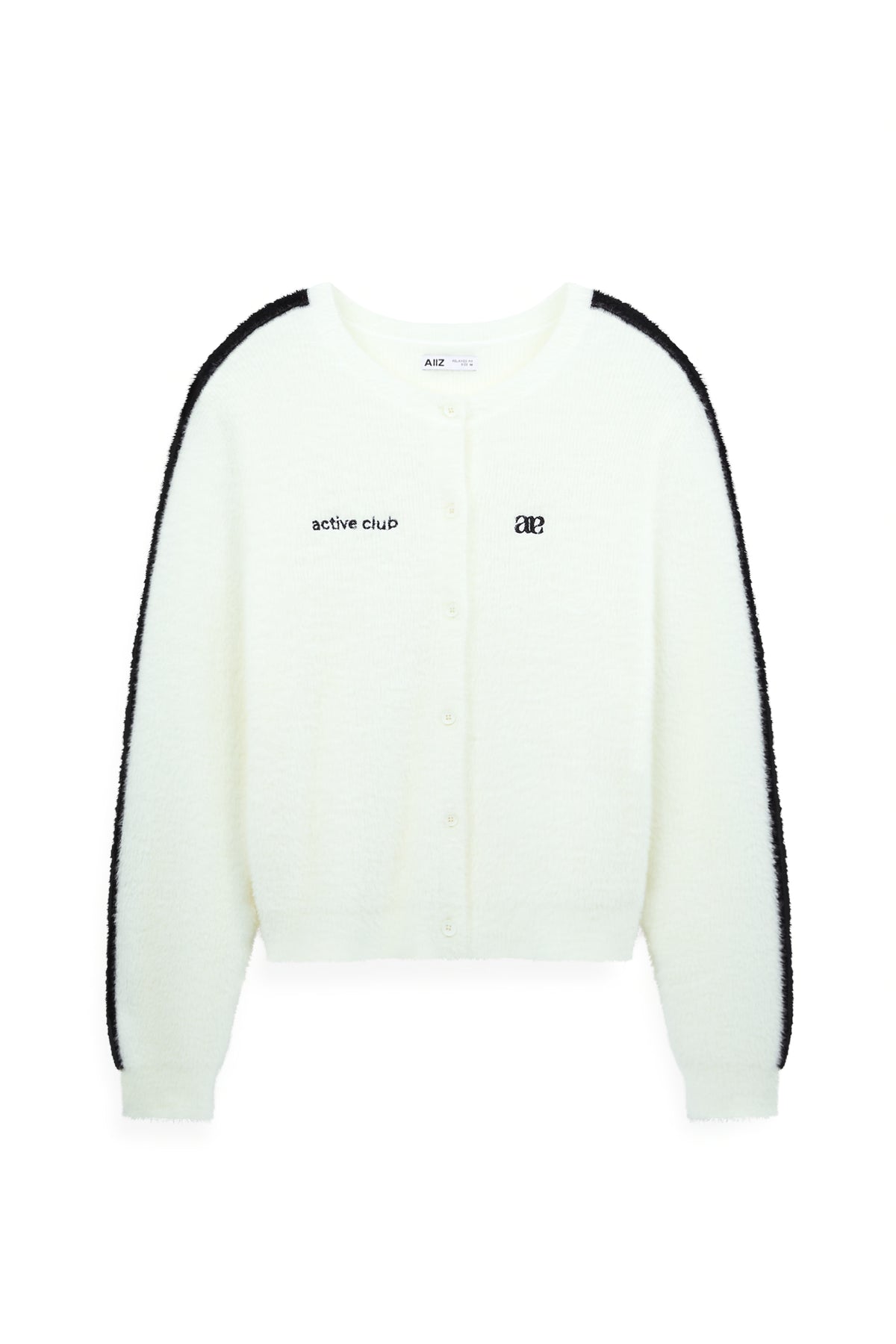 Women's Blokecore Fluffy Rib Cardigan with Sporty Sleeve Stripes