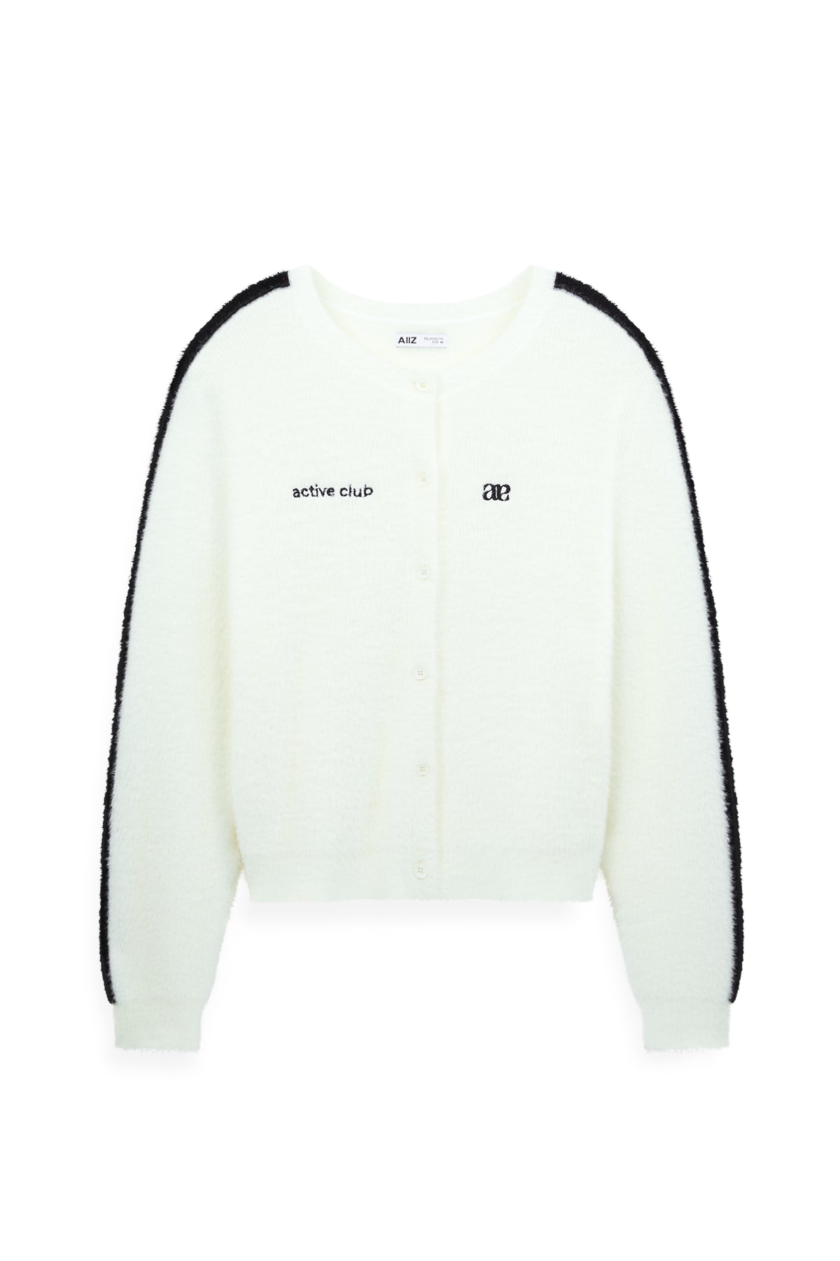 Women's Blokecore Fluffy Rib Cardigan with Sporty Sleeve Stripes (Cream / S)