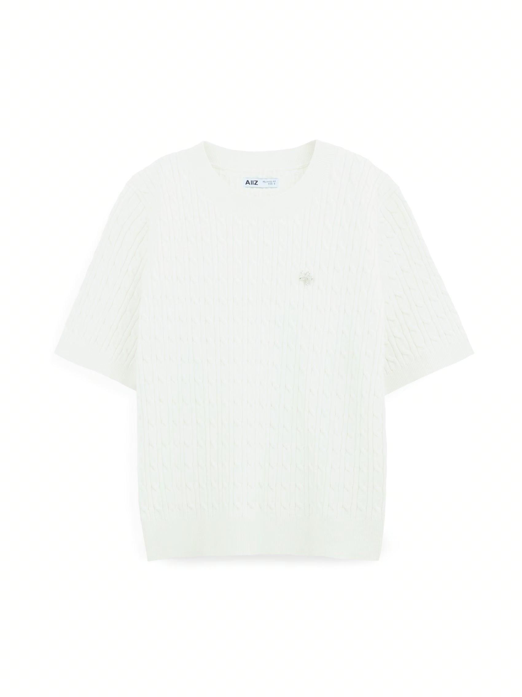 AIIZ Women's Cabel Knit Short Sleeve Sweater