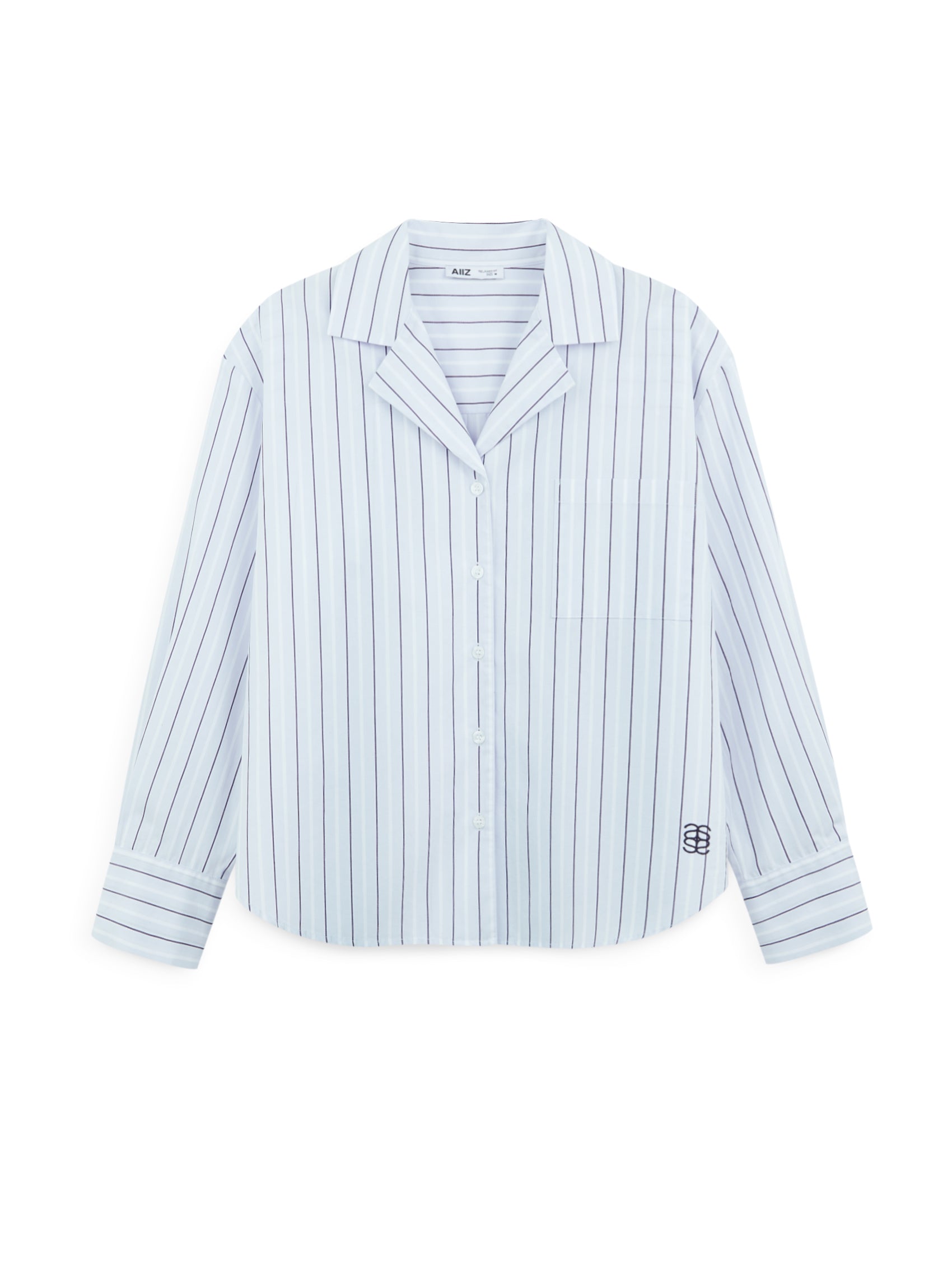 AIIZ Women's Striped Camp Collar Shirt (Blue / S)