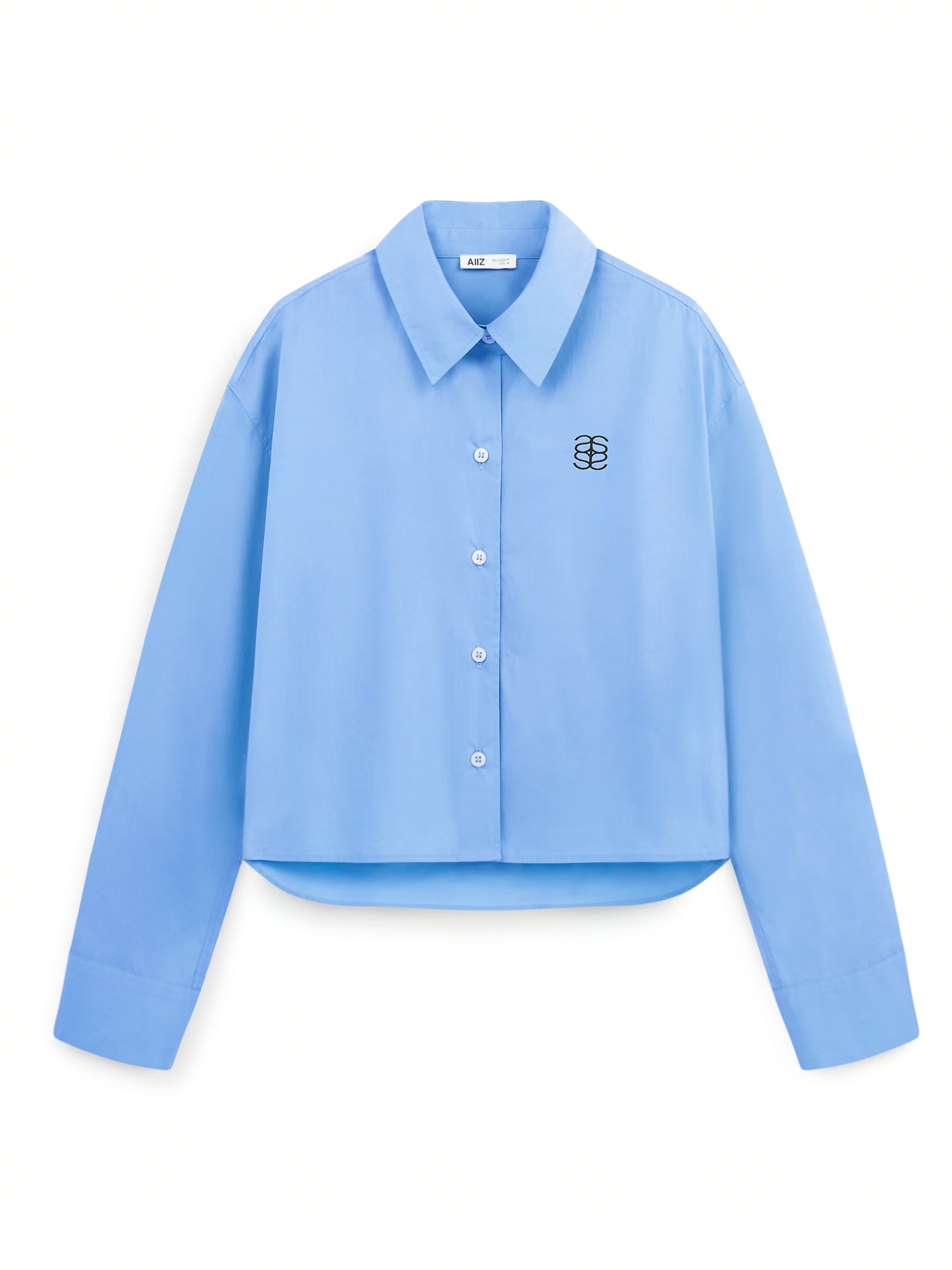 AIIZ Women's Cropped Long Sleeve Shirt (Blue / S)