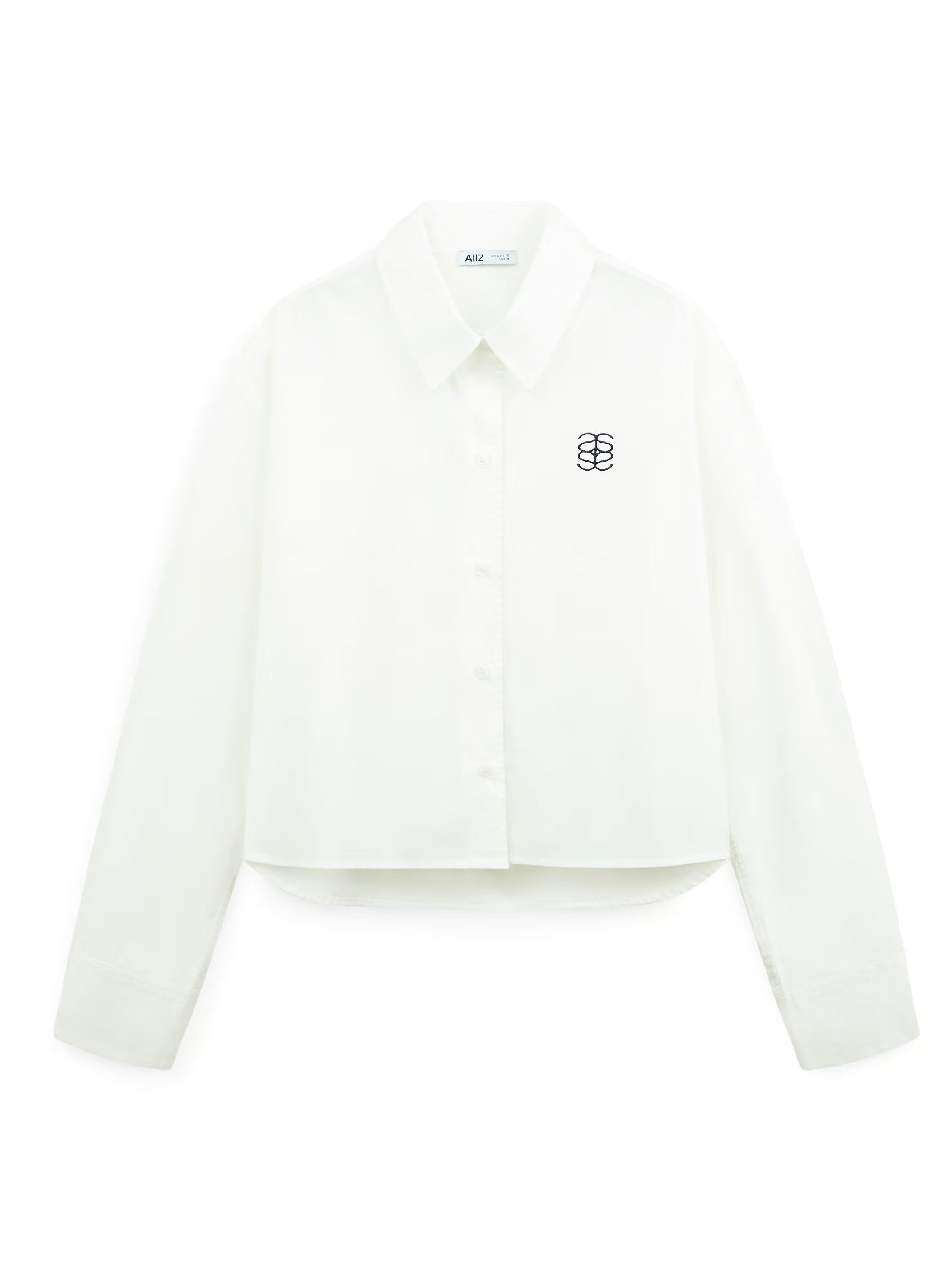 AIIZ Women's Cropped Long Sleeve Shirt (White / S)