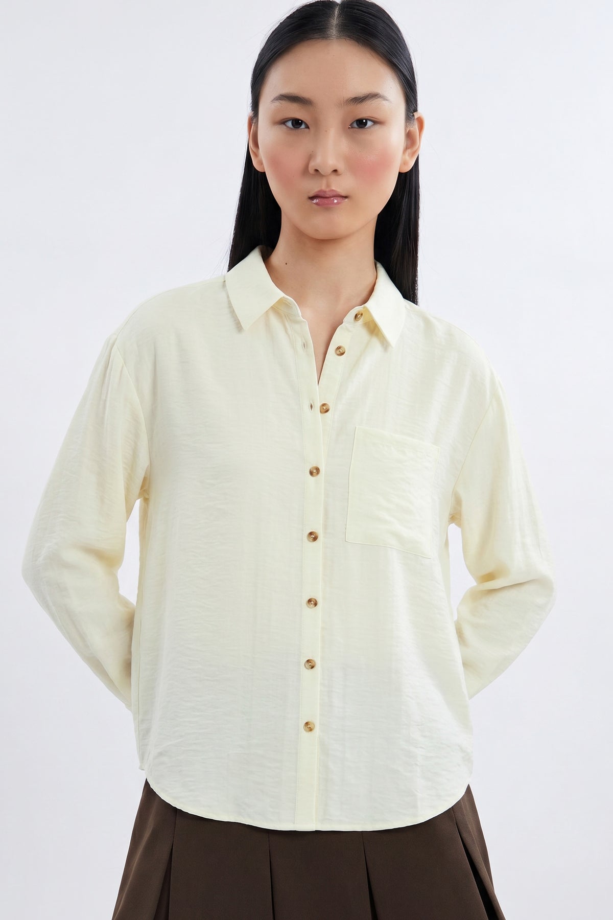 AIIZ Women's Long Sleeve Shirt (Cream / S)