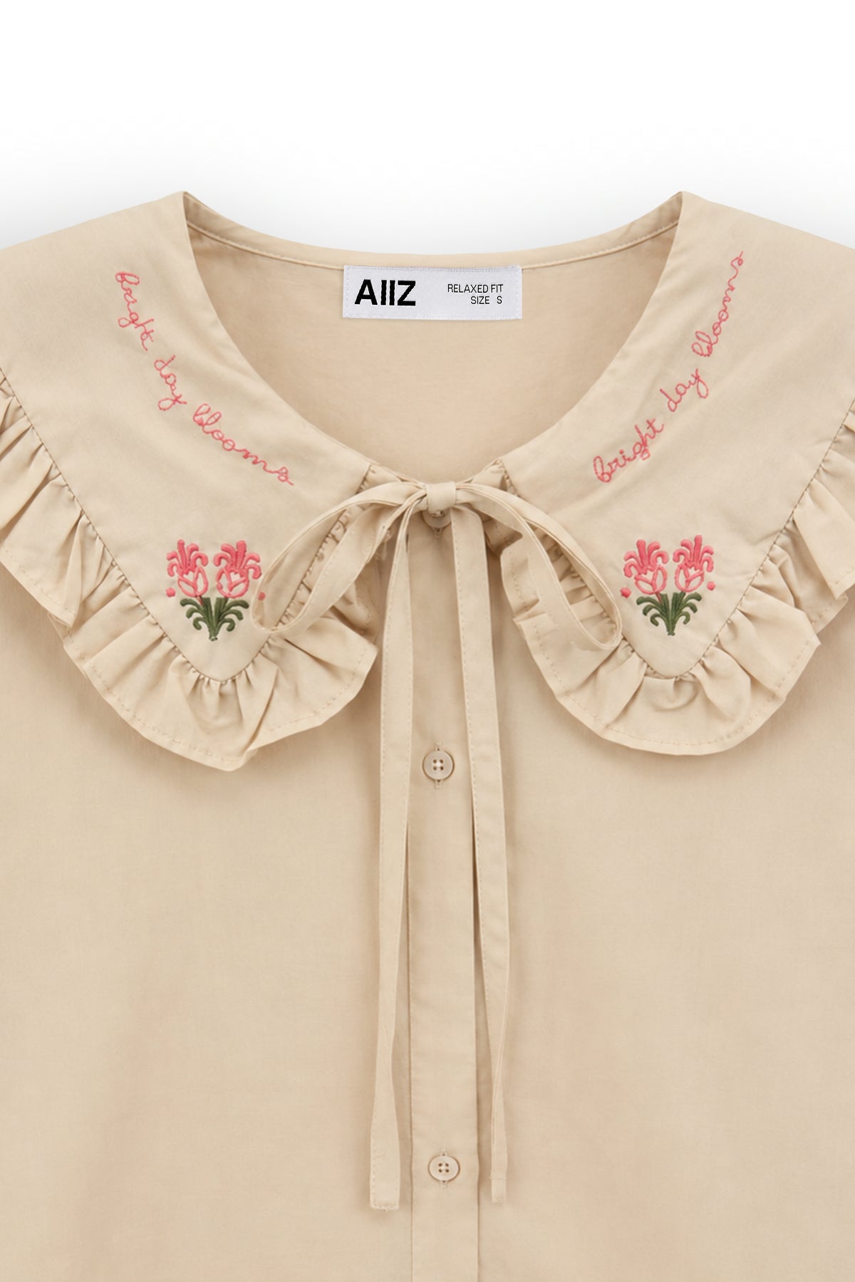 AIIZ Women's Embroidered Peter Pan Collar Blouse