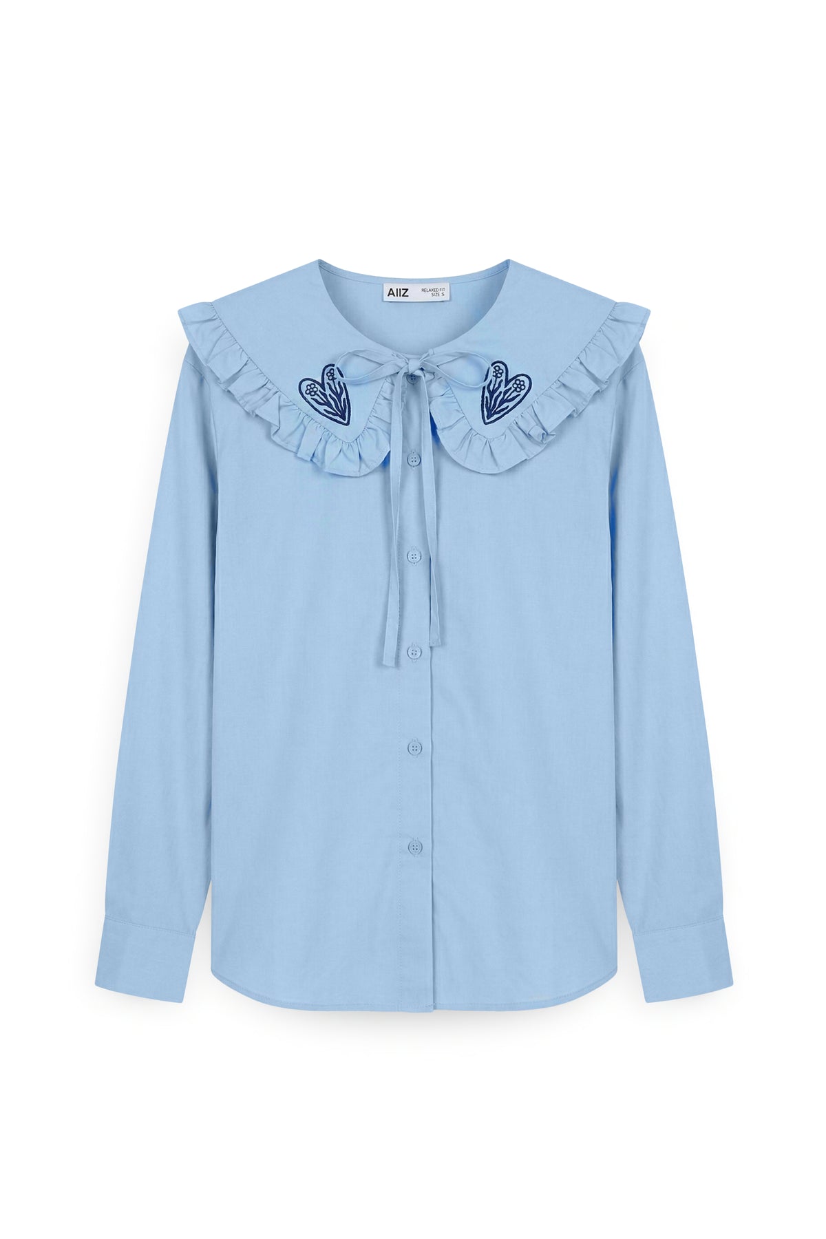 AIIZ Women's Embroidered Peter Pan Collar Blouse