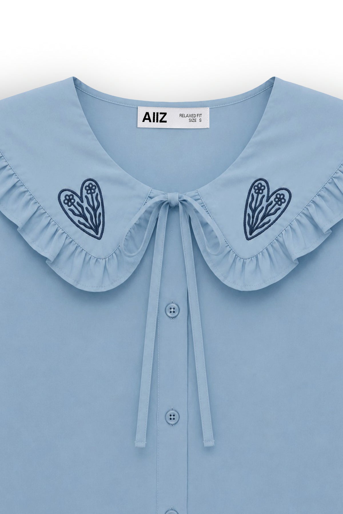 AIIZ Women's Embroidered Peter Pan Collar Blouse
