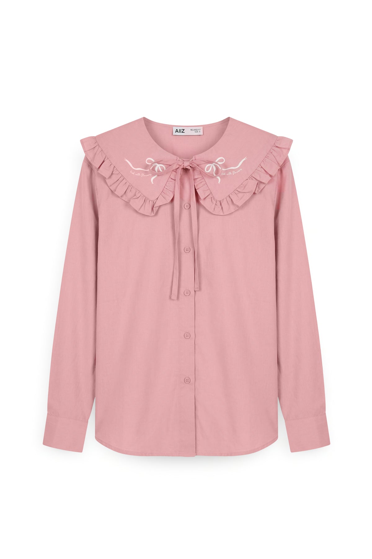 AIIZ Women's Embroidered Peter Pan Collar Blouse
