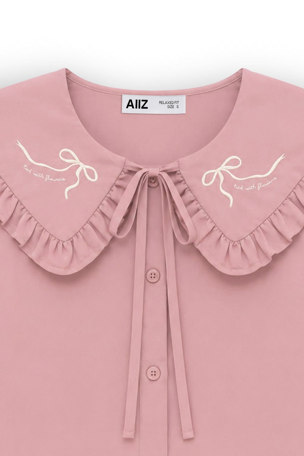 AIIZ Women's Embroidered Peter Pan Collar Blouse