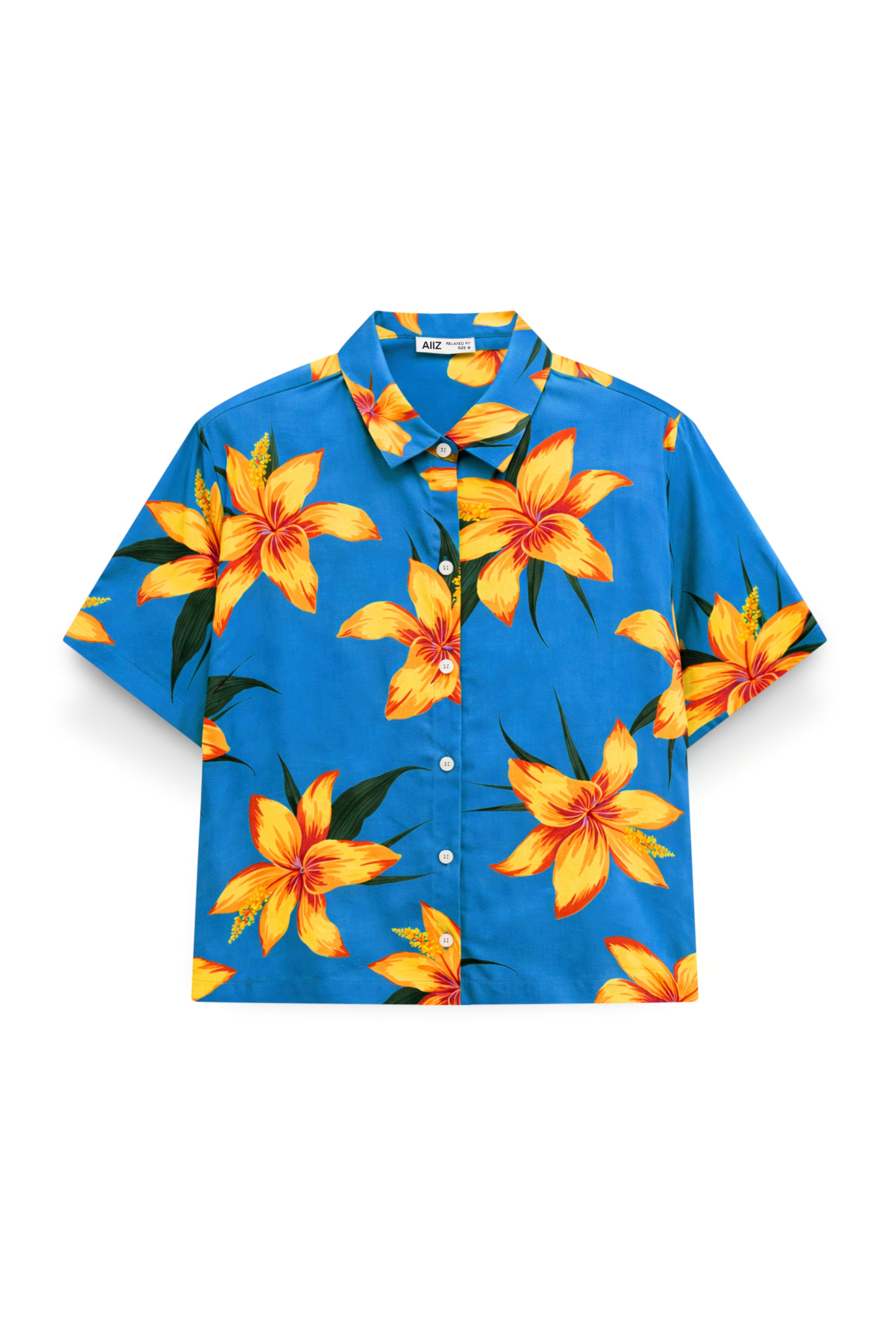 AIIZ Women’s Songkran Floral Short-Sleeve Shirt – 100% Rayon
