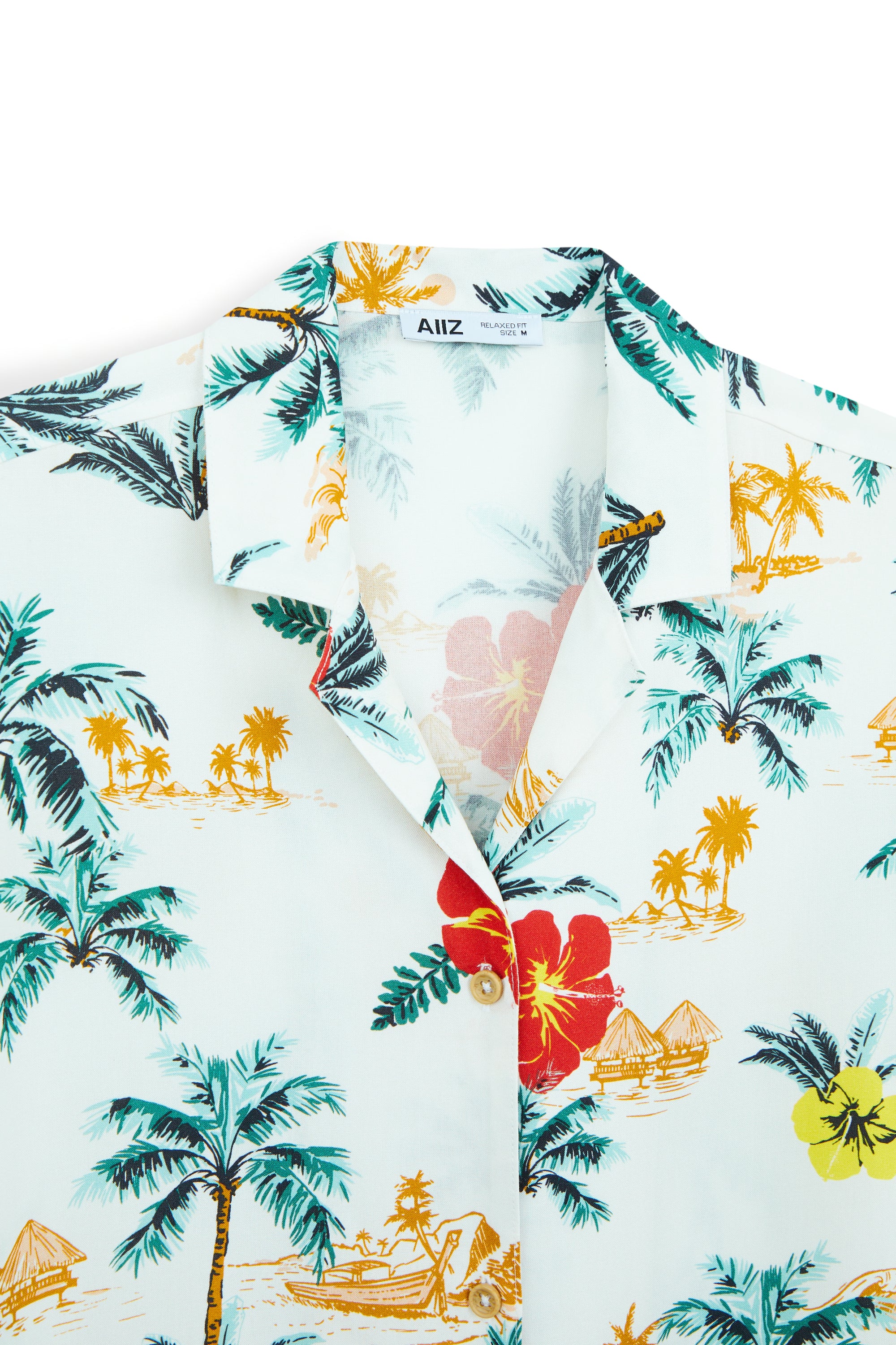 AIIZ Women’s Hawaiian Short-Sleeve Summer Print Shirt – 100% Rayon
