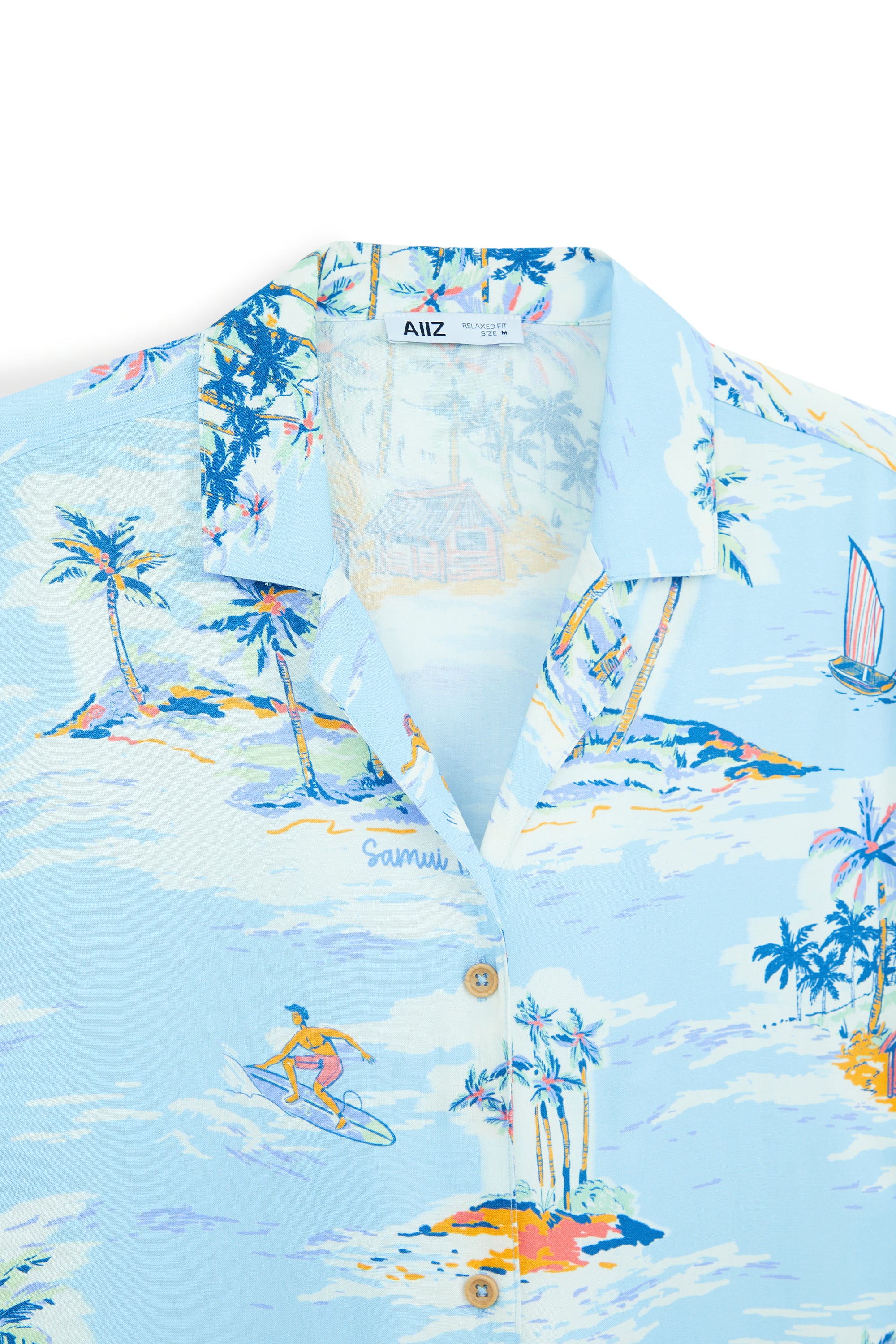 AIIZ Women’s Hawaiian Short-Sleeve Summer Print Shirt – 100% Rayon