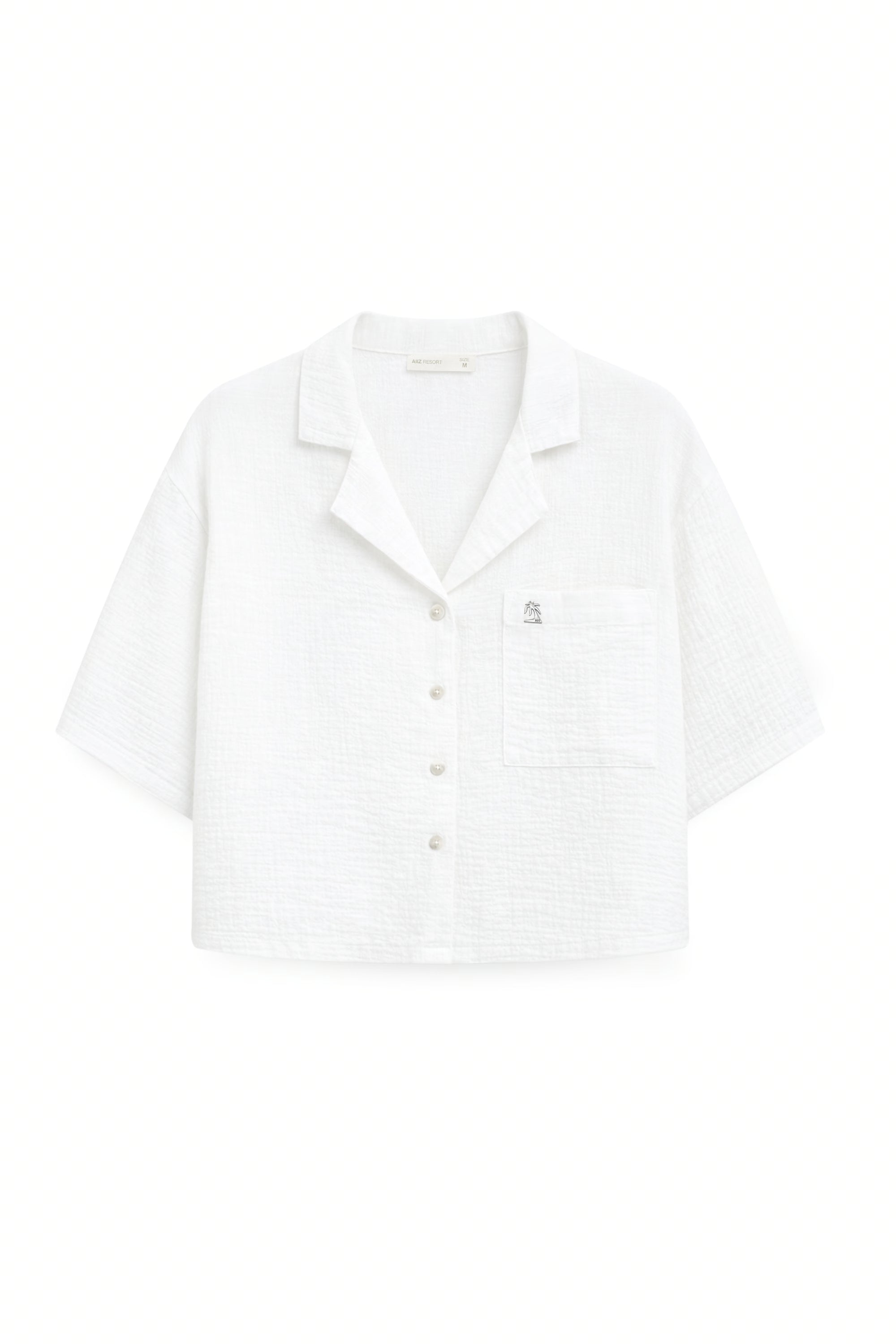 AIIZ Women’s Texture Short Sleeve Shirt (OFF WHITE / S)