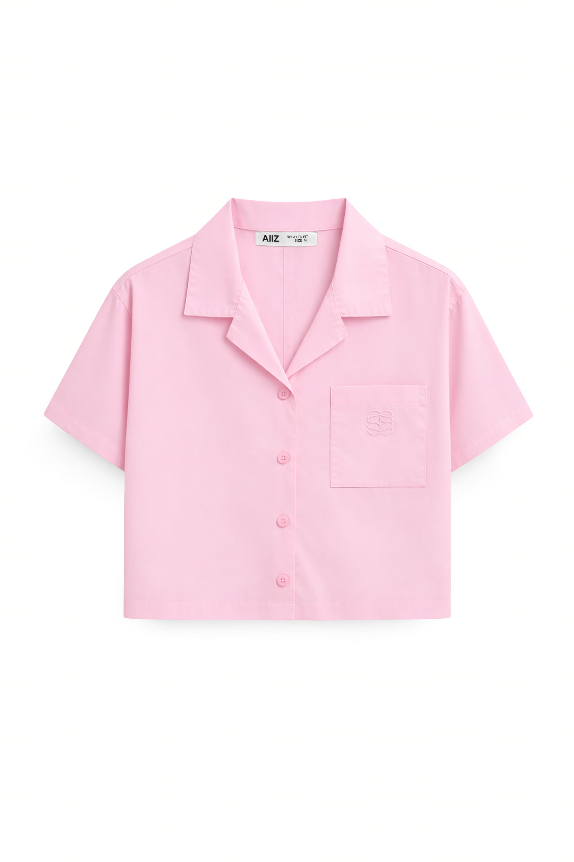 AIIZ Women's Boxy Short Sleeve Shirt (Pink / S)