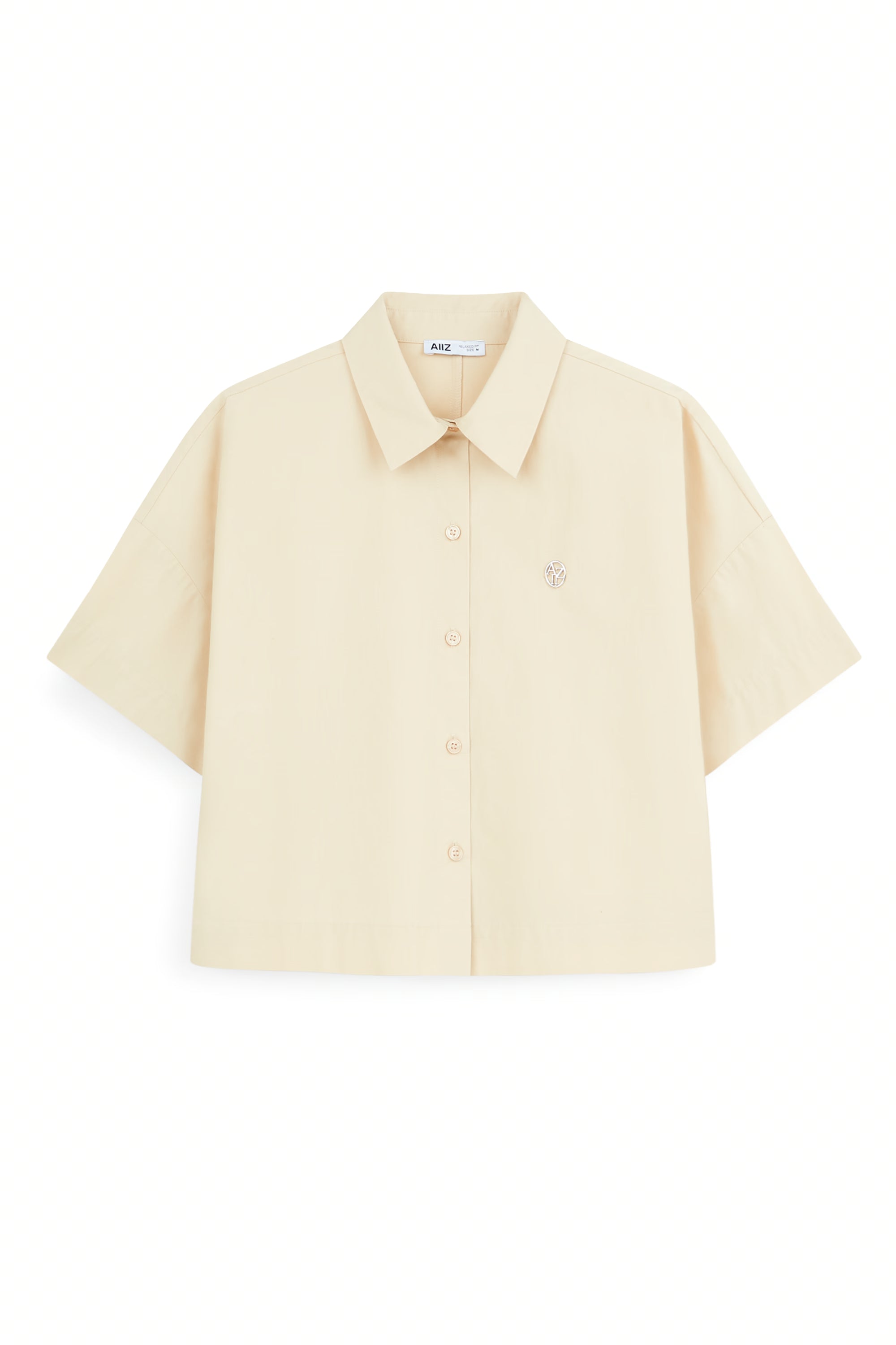 AIIZ Women's Cropped Short Sleeve Shirt (Beige / S)