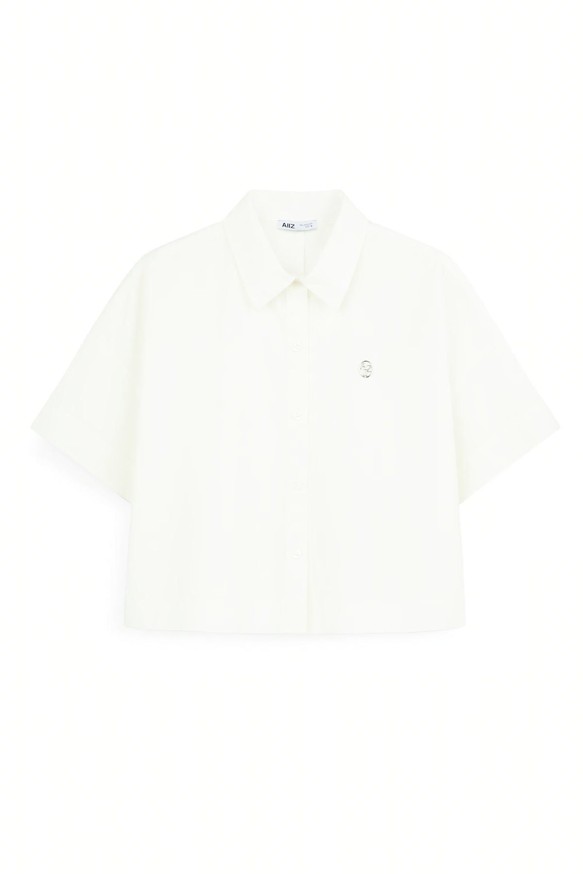 AIIZ Women's Cropped Short Sleeve Shirt (White / S)