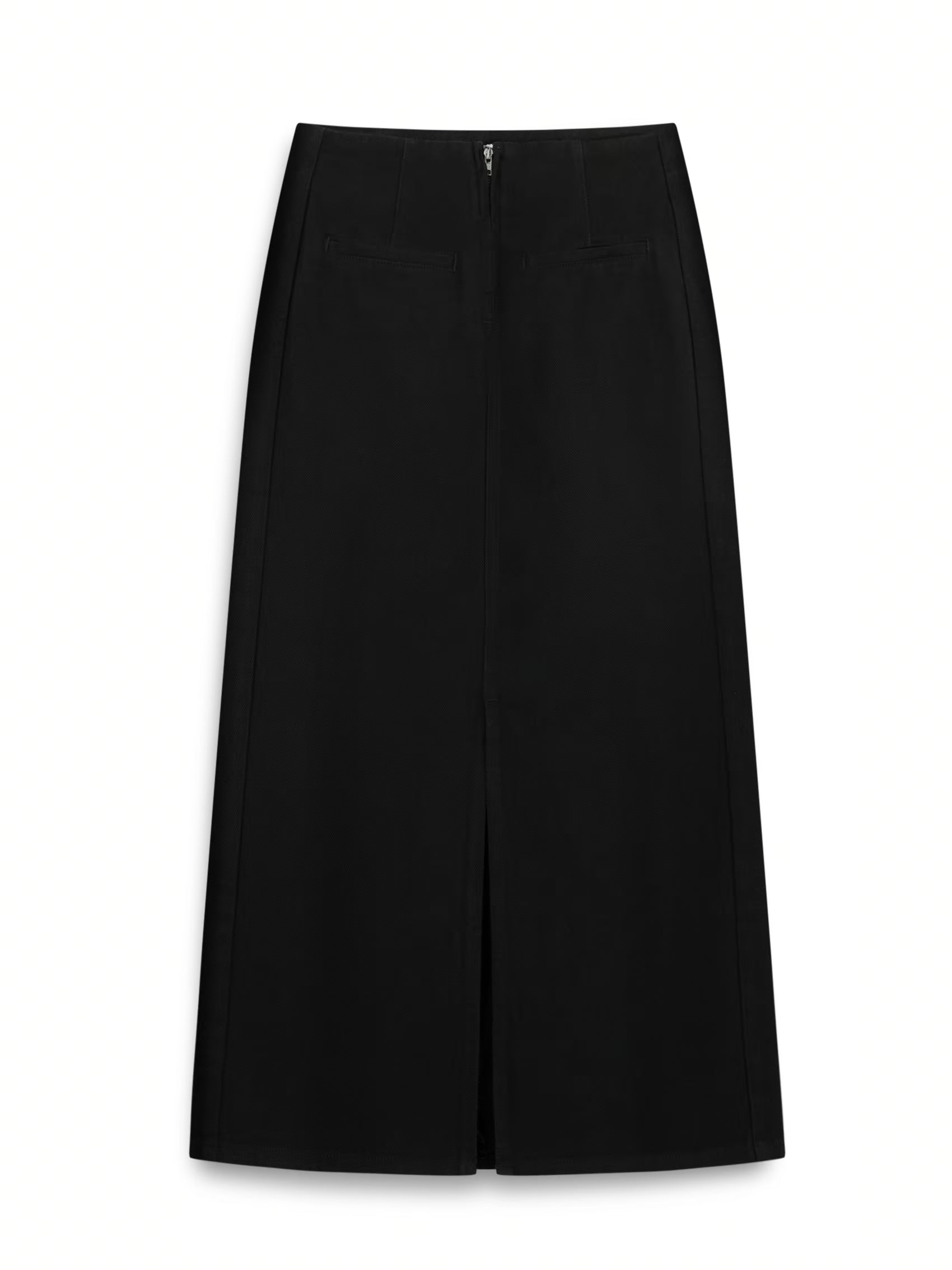 AIIZ Women's Denim Midi Skirt (Black / 25)