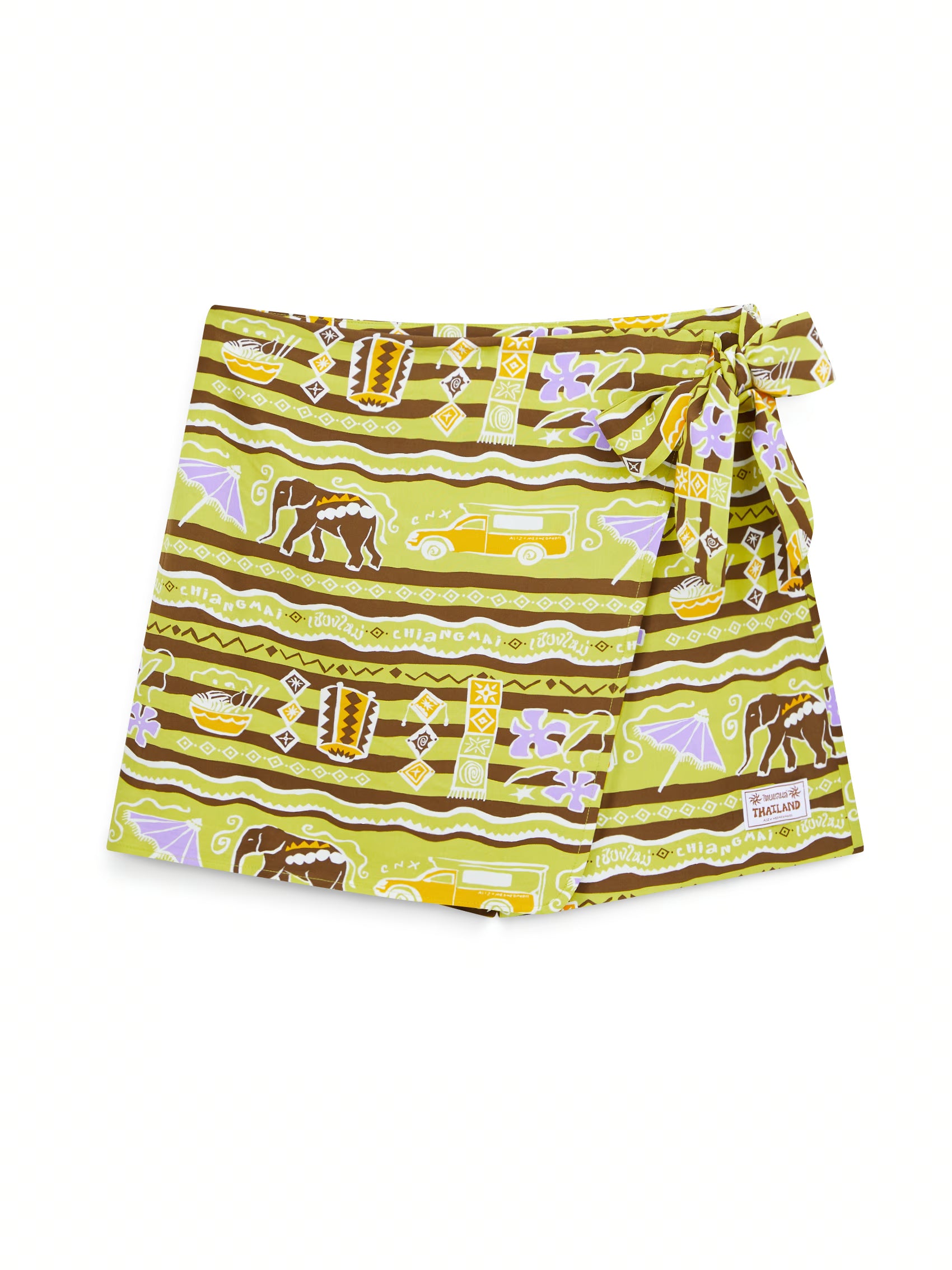 AIIZ Women's Sawasdee Thailand Printed Wrap Skort