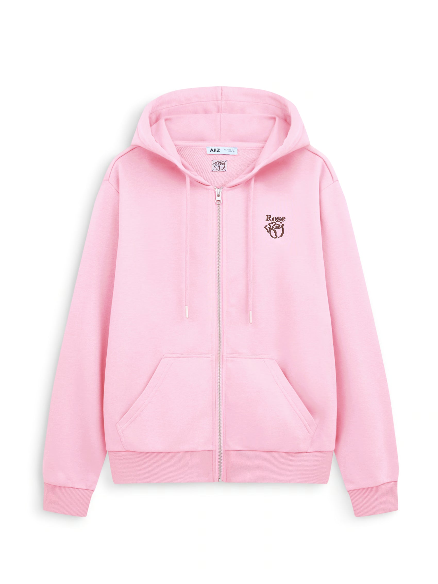 AIIZ Women's Soft French terry Zipper Hoodie (Pink / S)