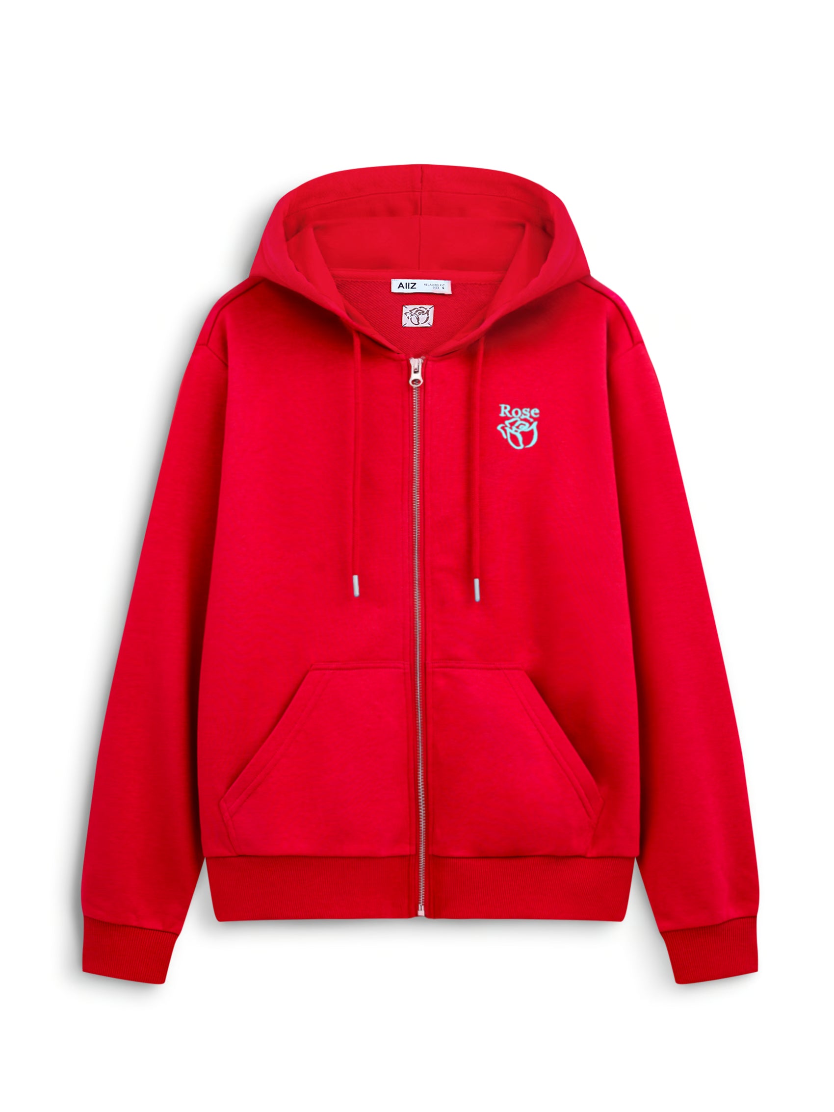 AIIZ Women's Soft French terry Zipper Hoodie (Red / S)
