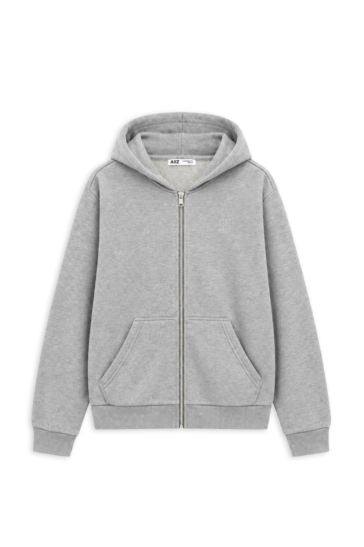AIIZ Women's Soft French terry Zipper Hoodie (Top Dyed Grey / S)
