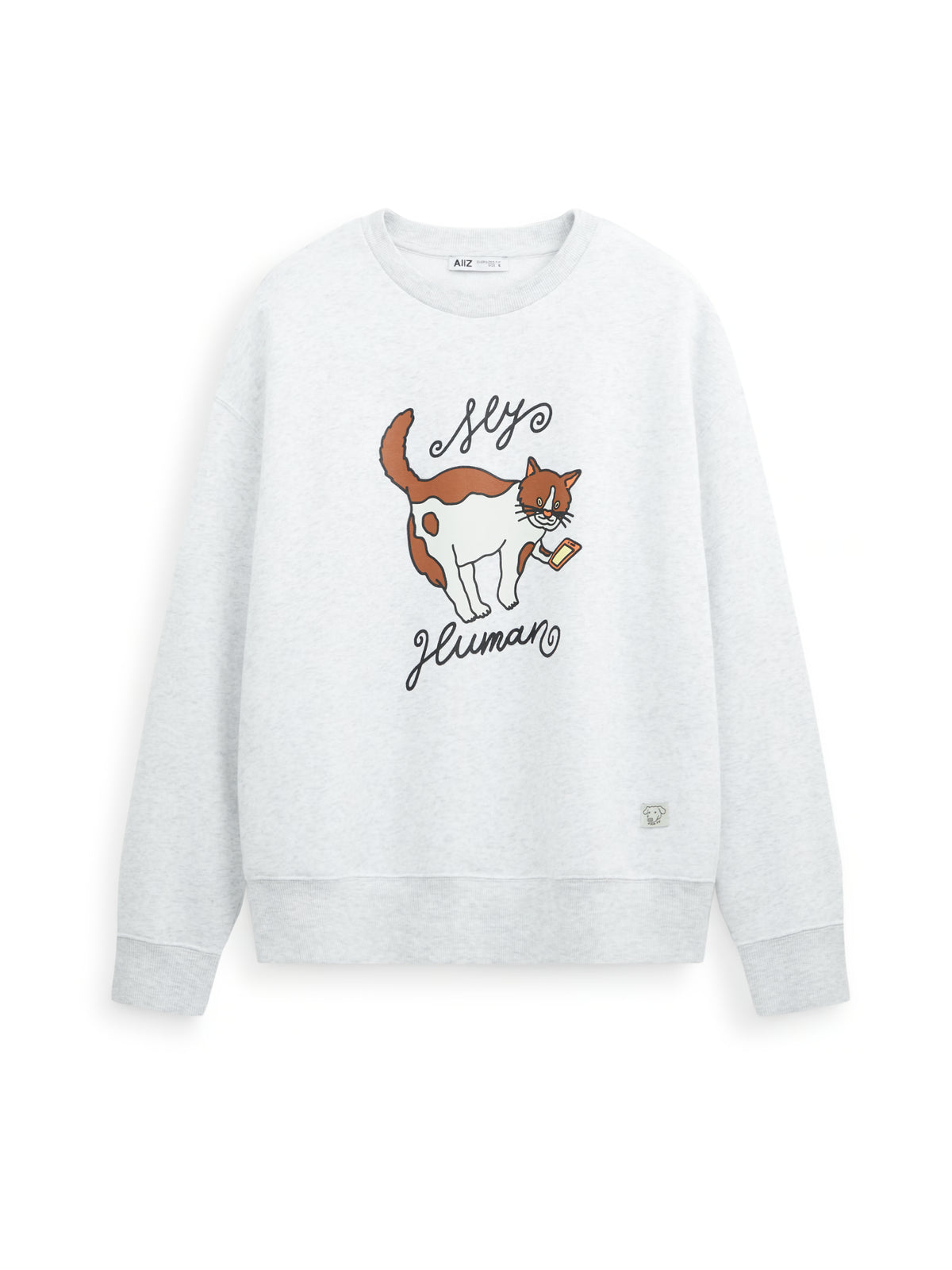 AIIZ Women's Petite Cafe Sweatshirt (Top Dyed Light Grey / S)