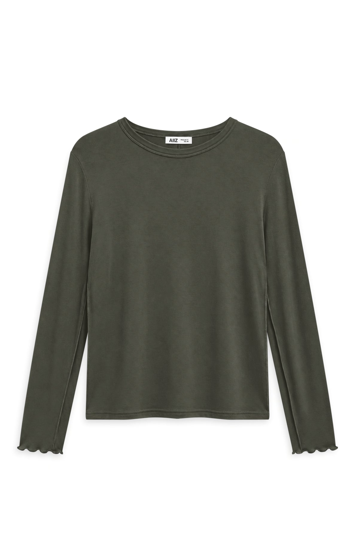 AIIZ Women's Soft Sheer Long Sleeves T-Shirt (Dark Grey / S)