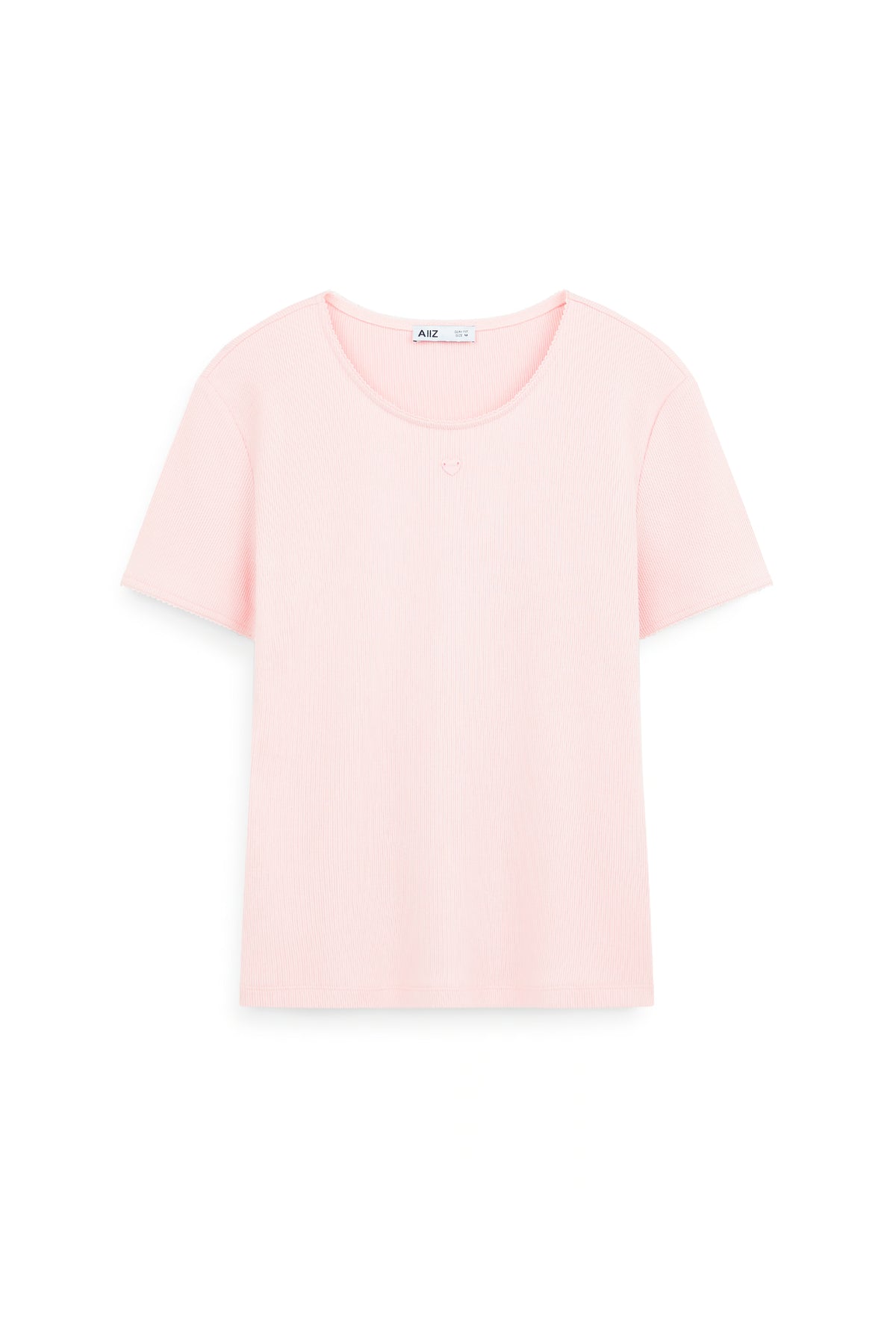 AIIZ Women's Ribbed Short Sleeve T-Shirt