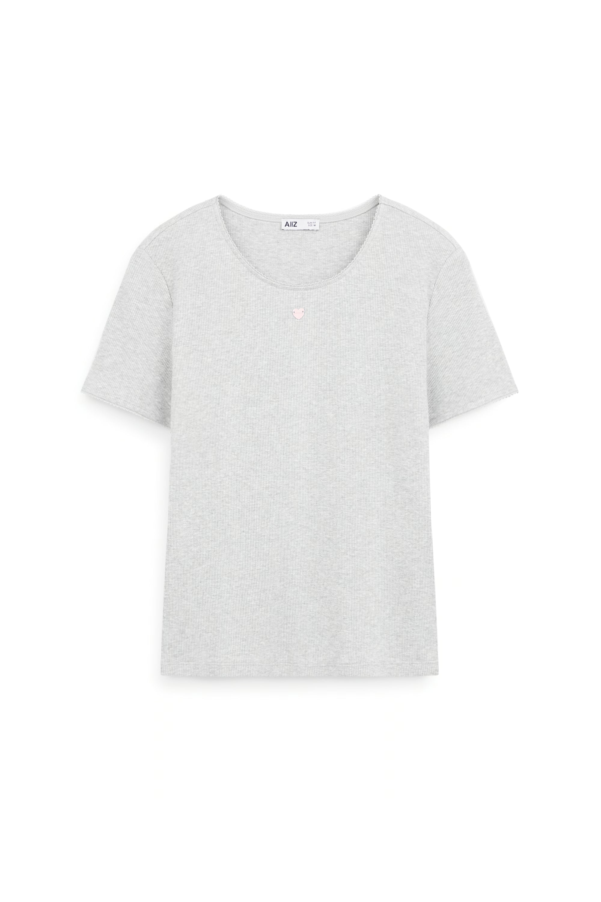 AIIZ Women's Ribbed Short Sleeve T-Shirt (Top Dyed Grey / S)