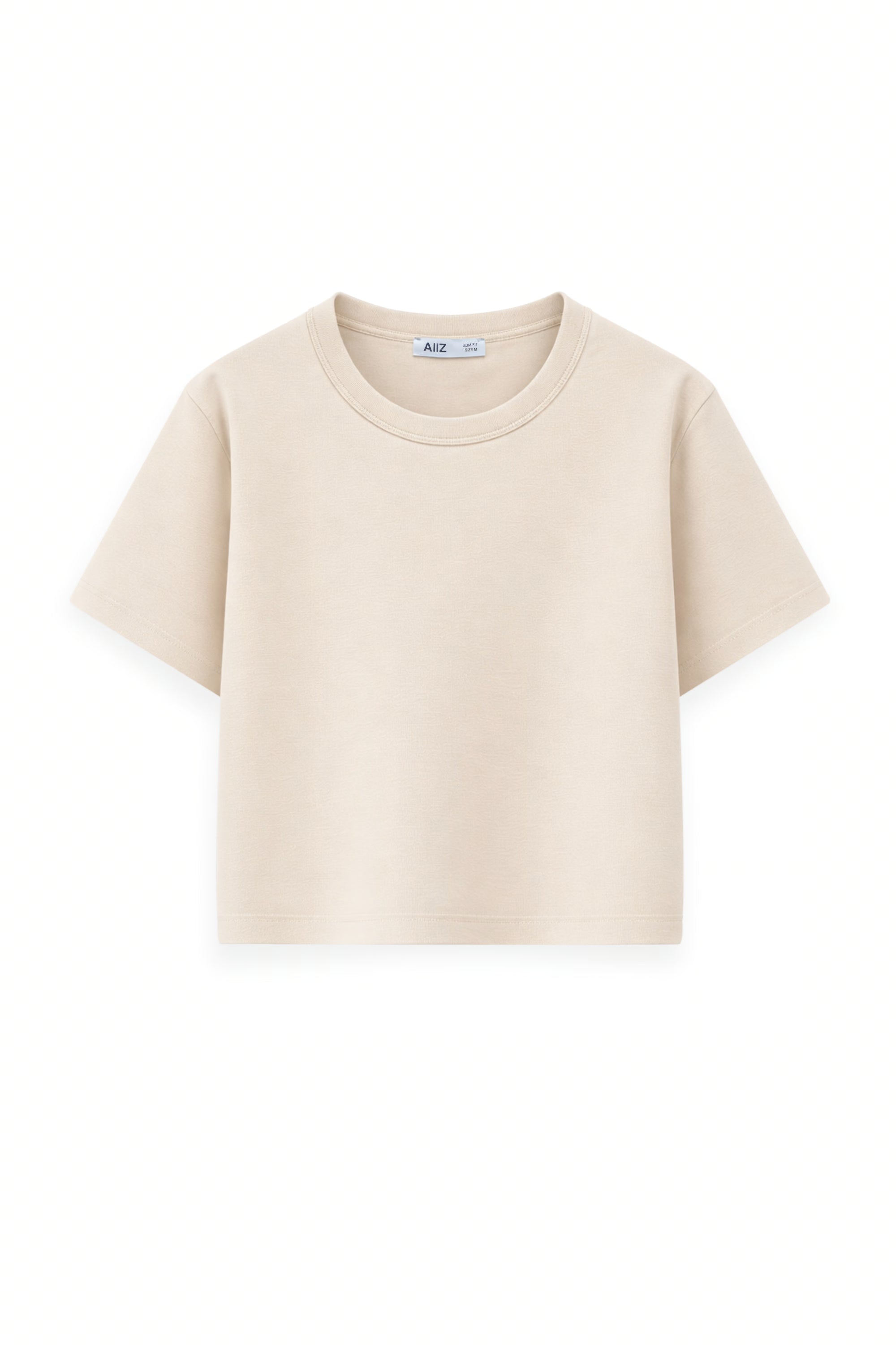 AIIZ Women's Fitted Crop T-Shirt (Beige / S)