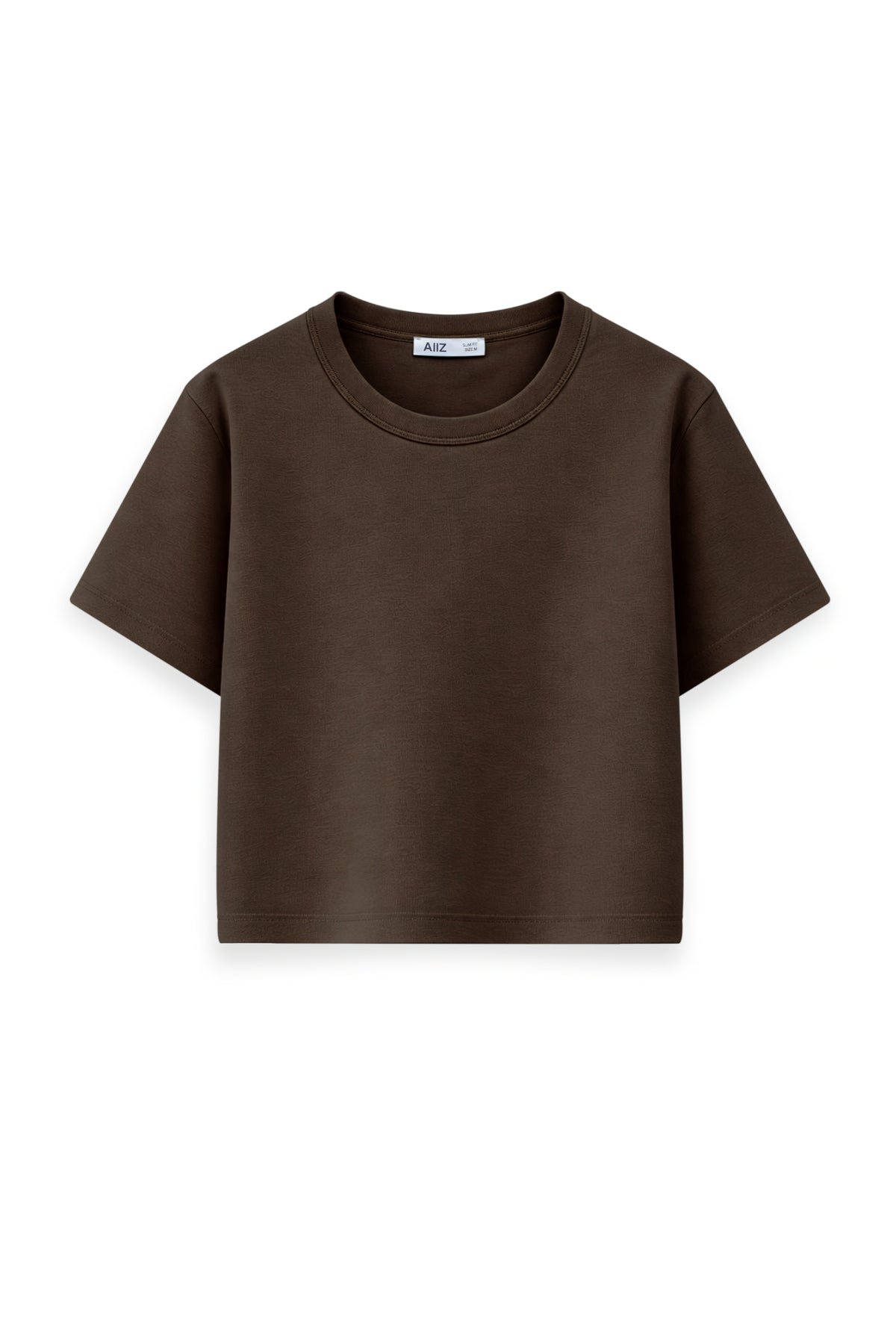 AIIZ Women's Fitted Crop T-Shirt (Brown / S)