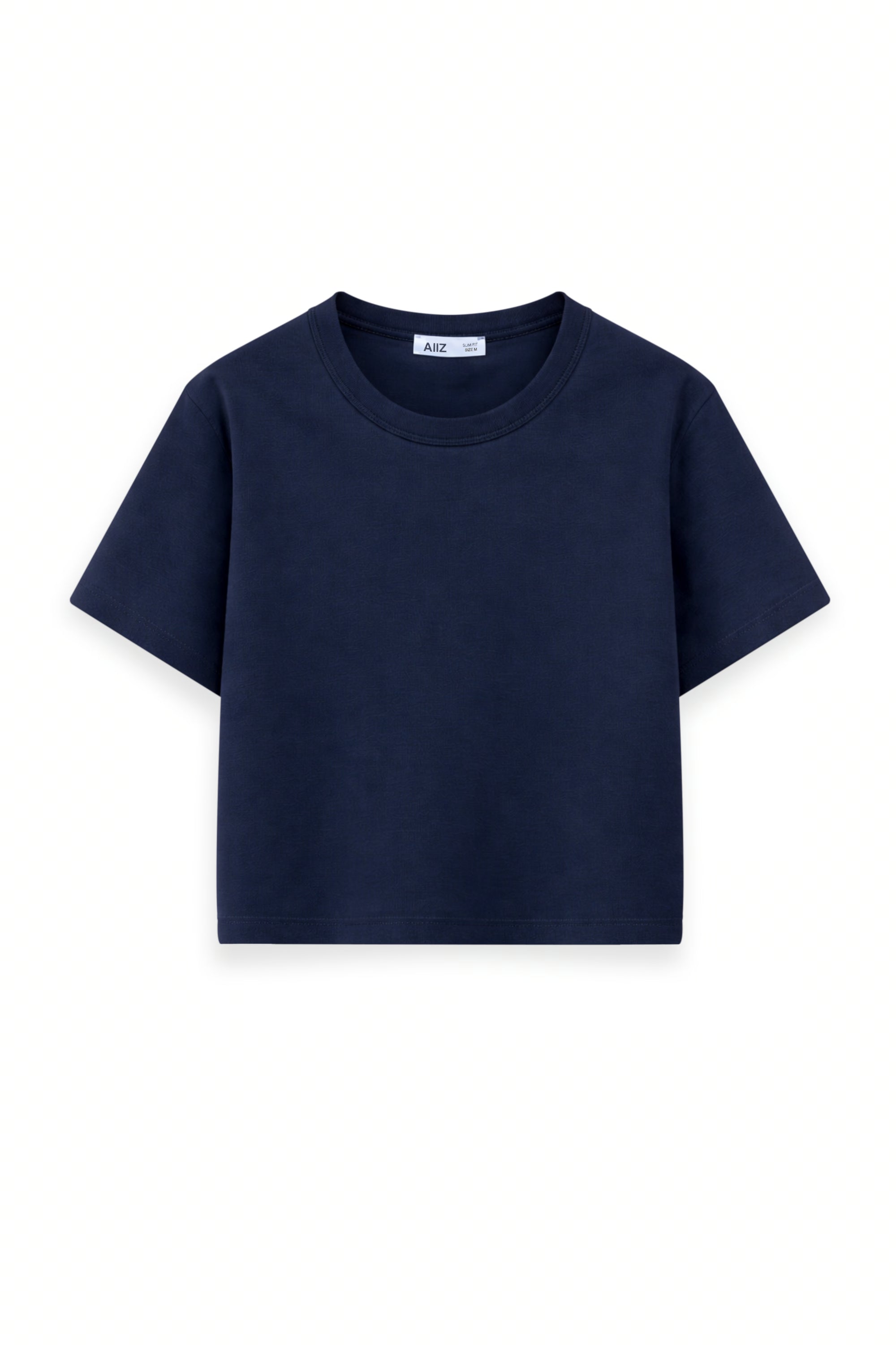 AIIZ Women's Fitted Crop T-Shirt (Navy / S)
