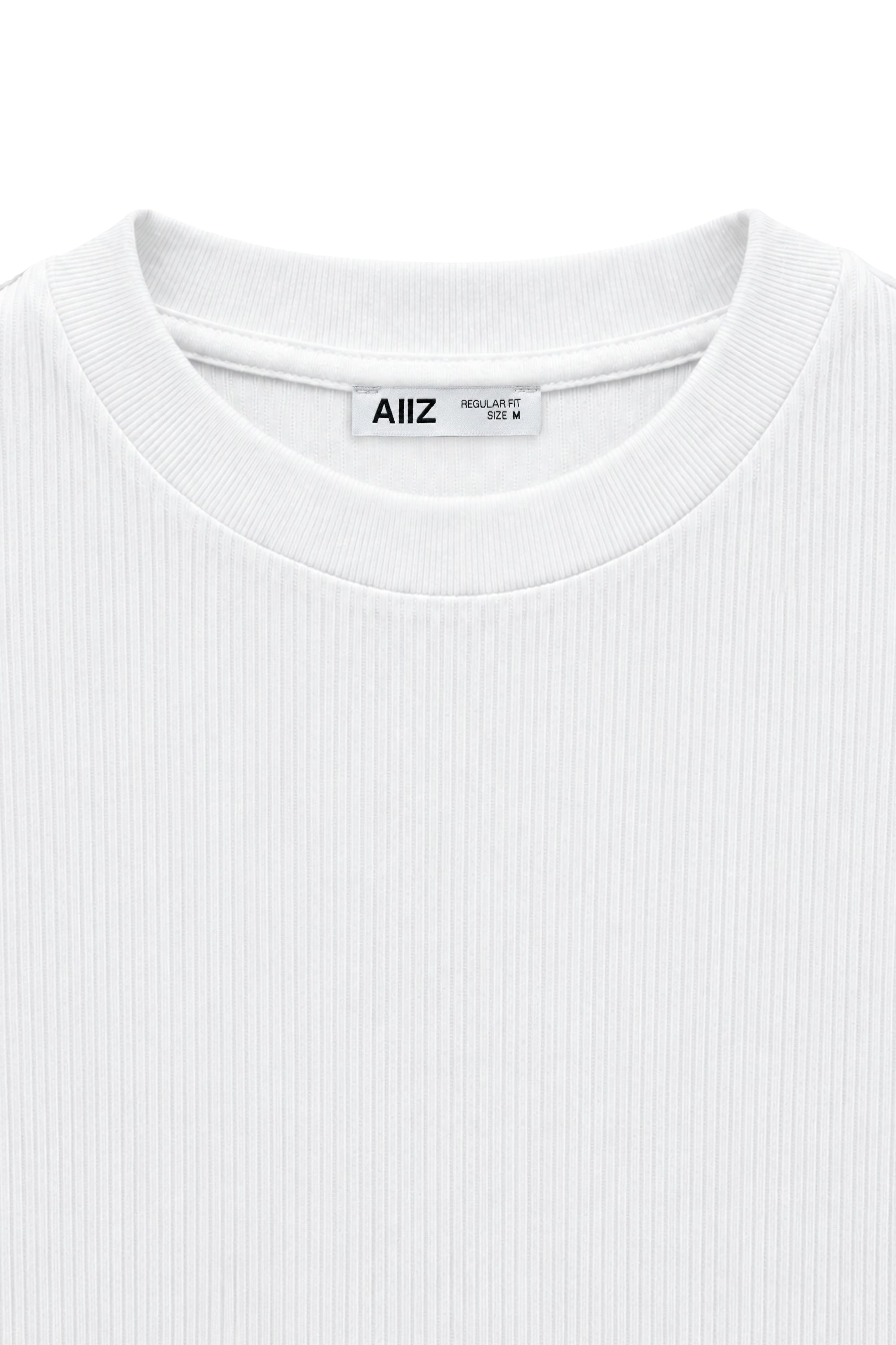 AIIZ Women's High Neck Ribbed Short Sleeve T-Shirt