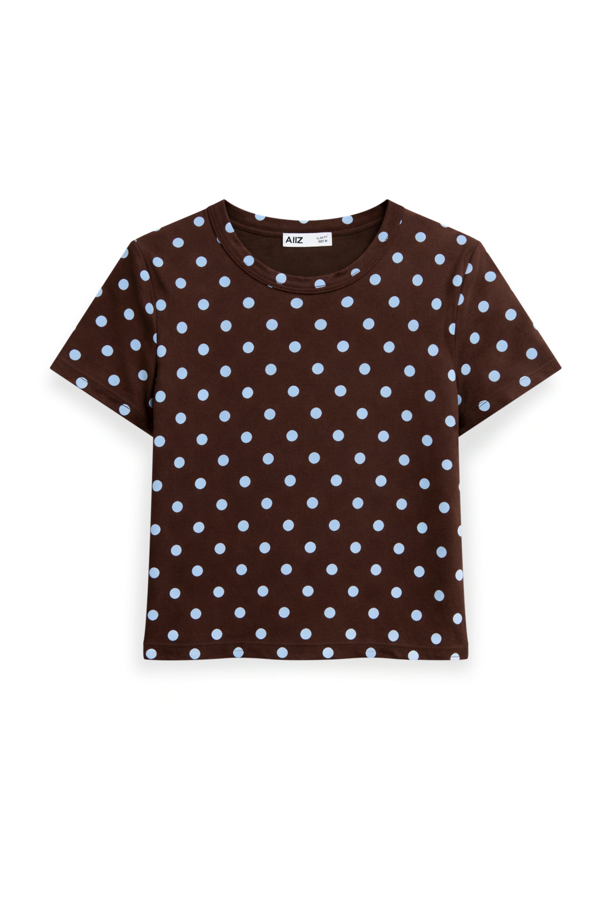 AIIZ Women's Polka dot Printed T-Shirt (Brown / S)