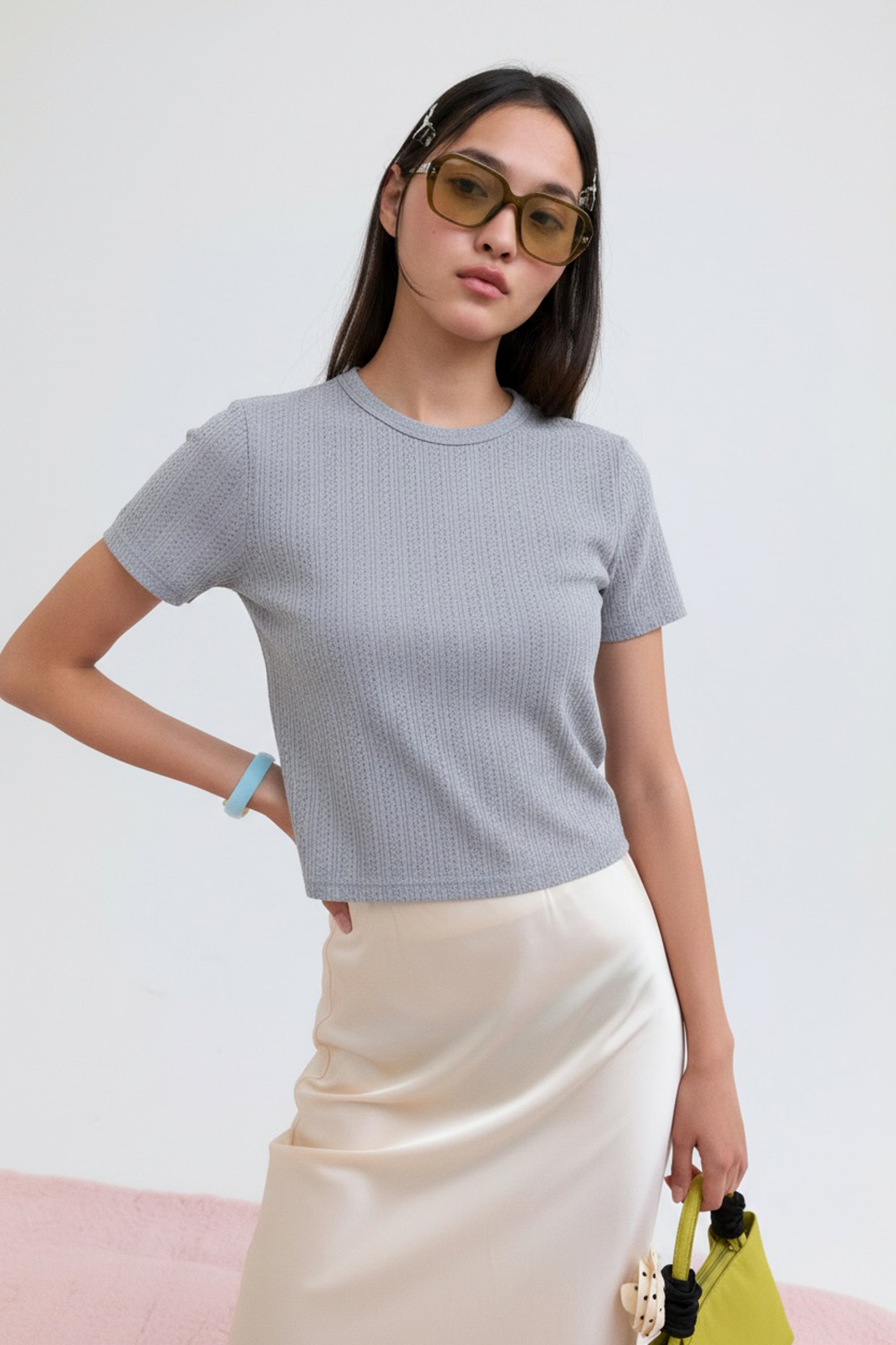AIIZ Women's Pointelle Super Soft T-Shirt