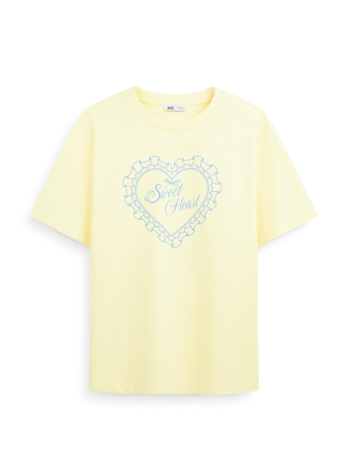 AIIZ Women's Graphic Relaxed T-Shirt (Light Yellow / S)