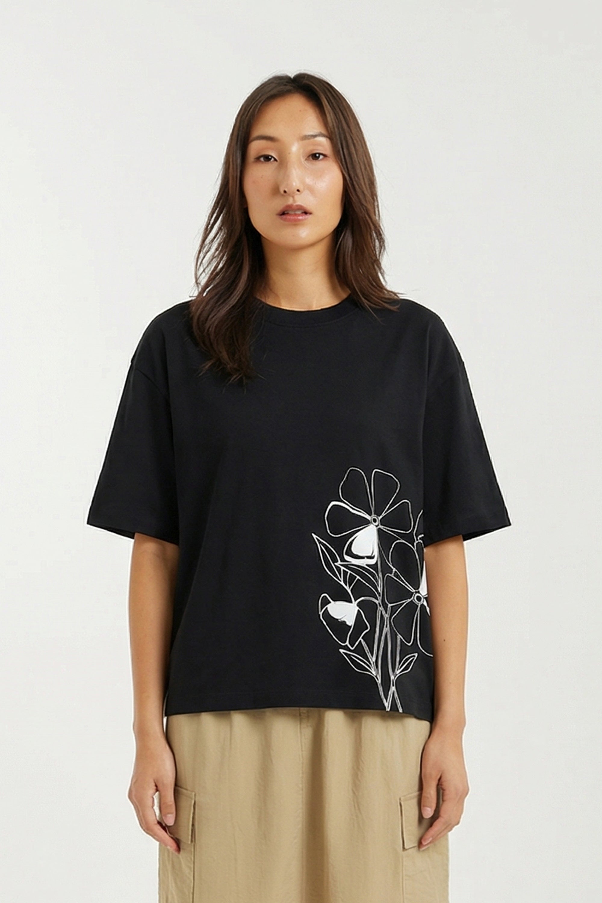 AIIZ Women's Graphic Oversized T-Shirt