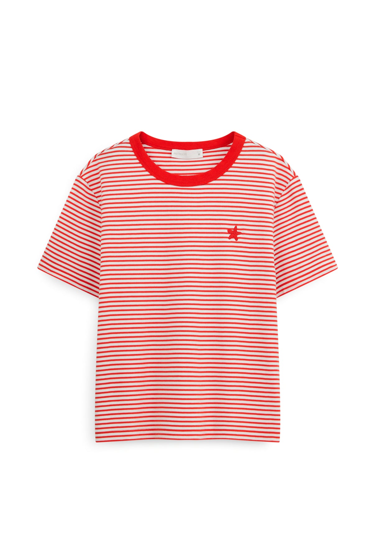 AIIZ Women's Short Sleeve Striped T-Shirt (Red / S)