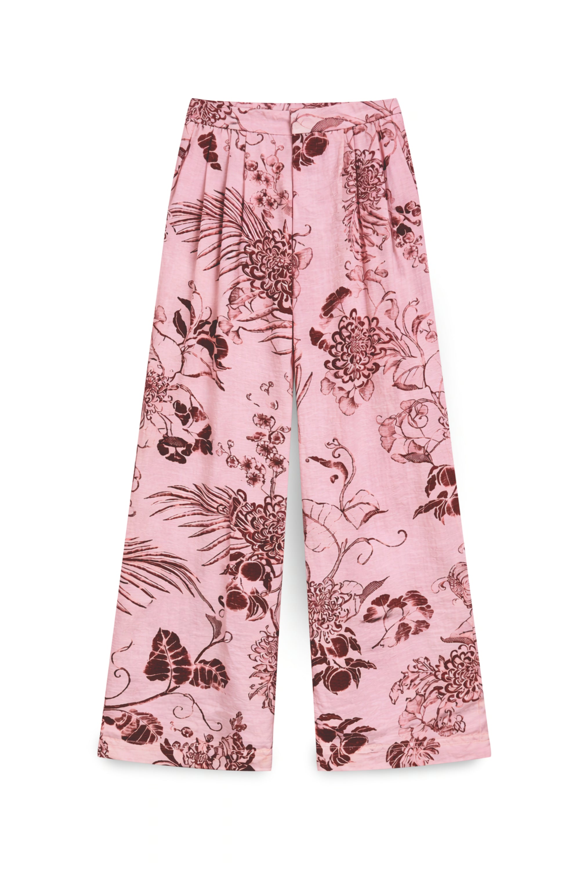AIIZ Women's Wild West Gardens Printed Straight-Leg Pants (Pink / S)