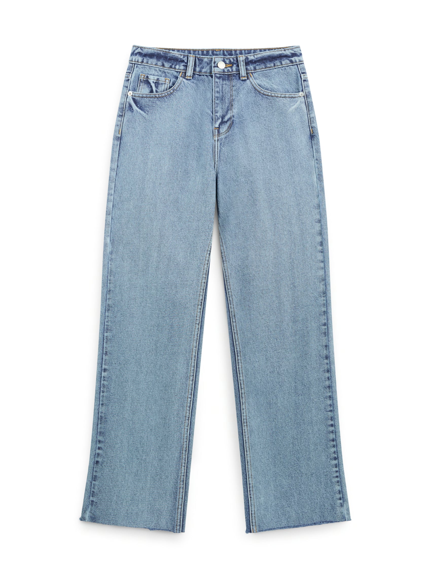 AIIZ Women's High Waist Straight Long Denim (Light Blue / 25)