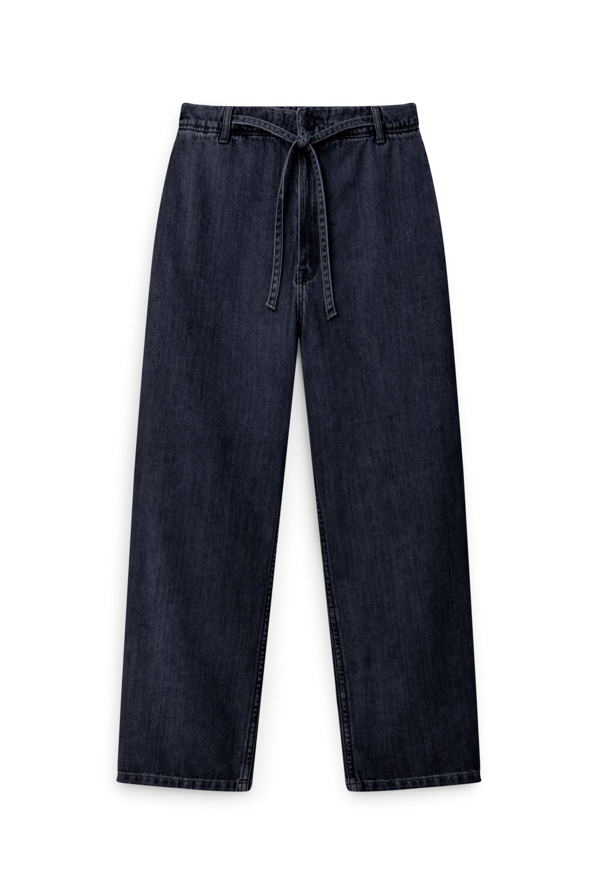 AIIZ Women’s Denim Pants Drawstring Relaxed- 100% Cotton (Navy / S)