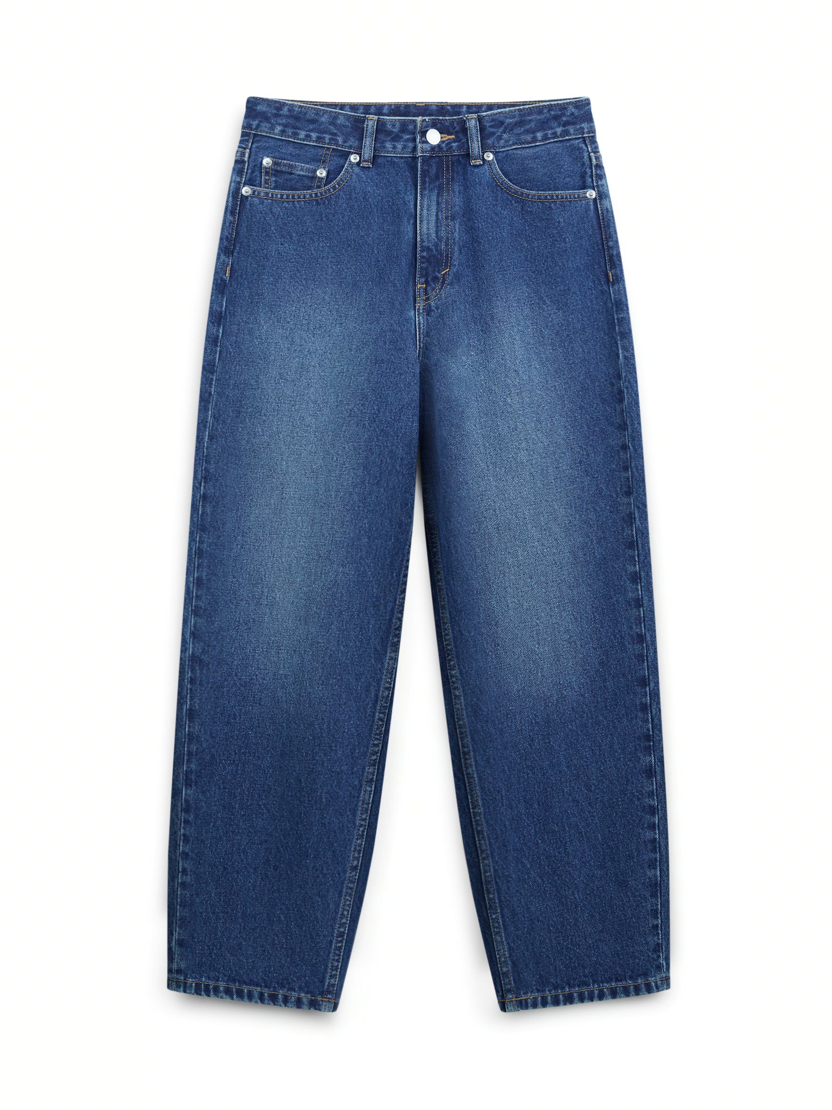 AIIZ Women’s High Waist Tapered Denim (Dark Blue / 25)